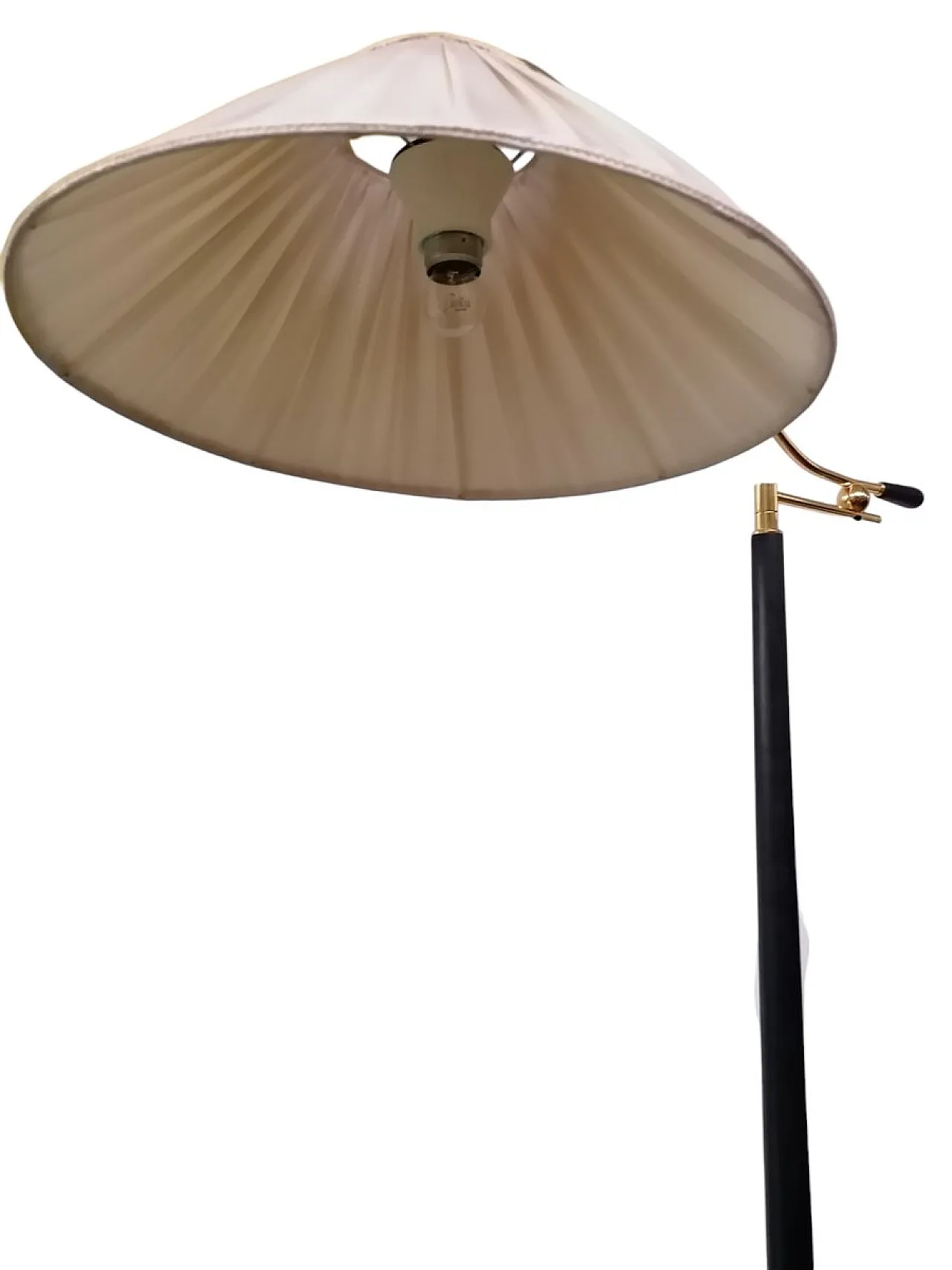 Lampada da terra con braccio regolabile e paralume in tessuto, anni '80 5