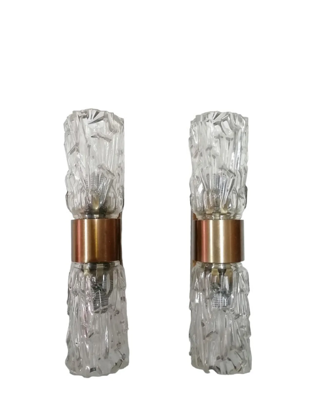 Coppia di applique in vetro sfaccettato, anni '50 1