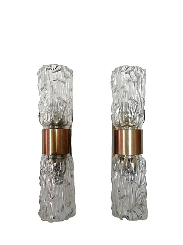 Coppia di applique in vetro sfaccettato, anni '50