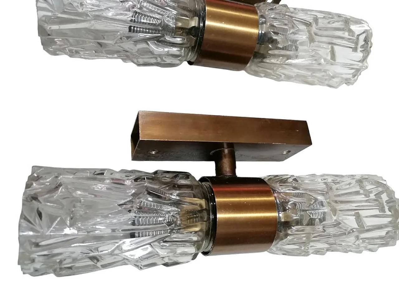 Coppia di applique in vetro sfaccettato, anni '50 2