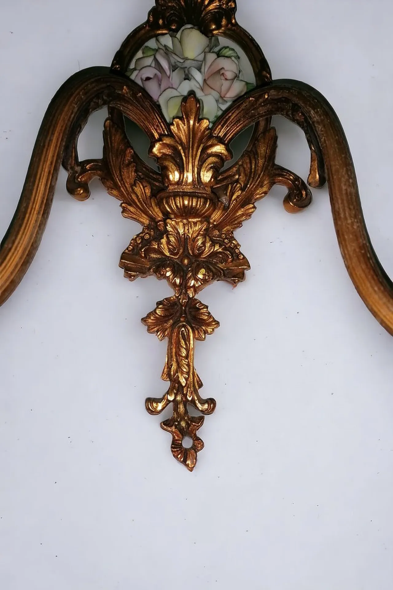 Applique a due braccia con placca in porcellana, anni '20 6