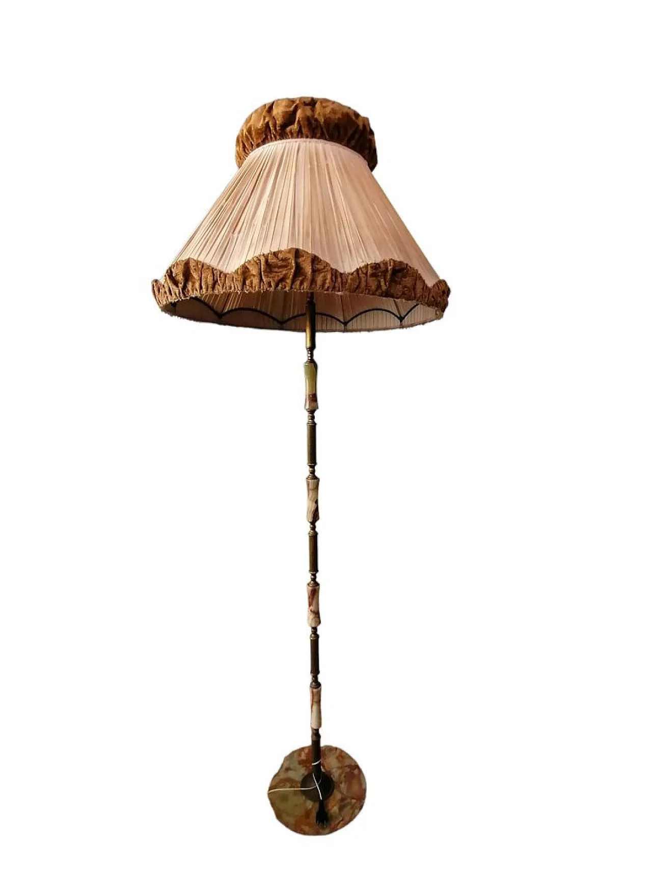Floor lamp with fabric and velvet lampshade, 1950s 1