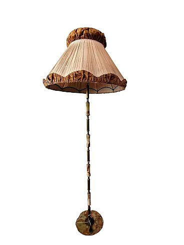 Lampada da terra con paralume in tessuto e velluto, anni '50