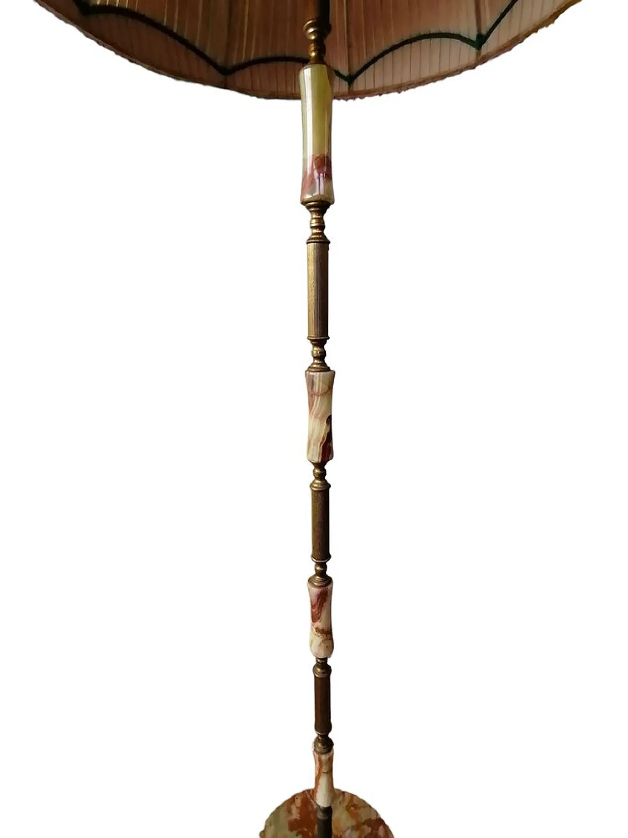 Floor lamp with fabric and velvet lampshade, 1950s 3