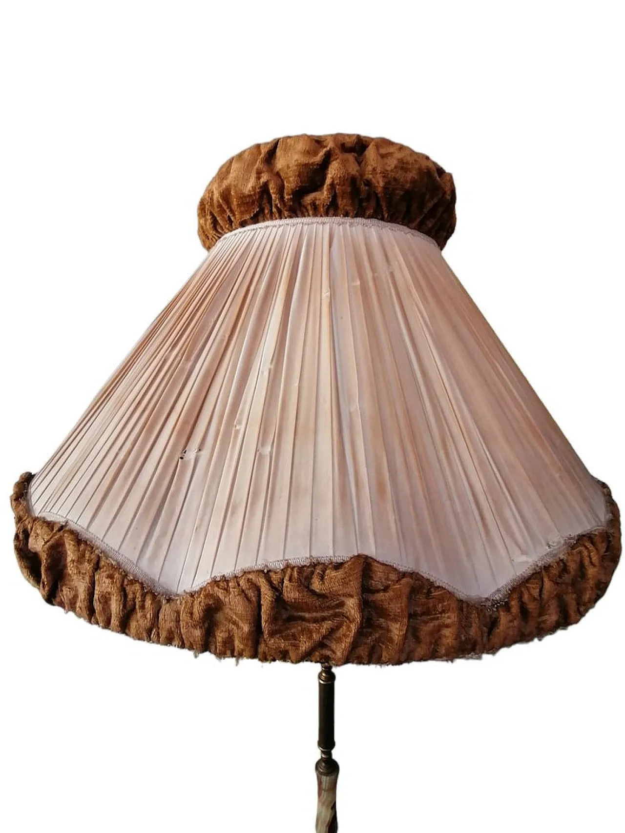 Floor lamp with fabric and velvet lampshade, 1950s 4