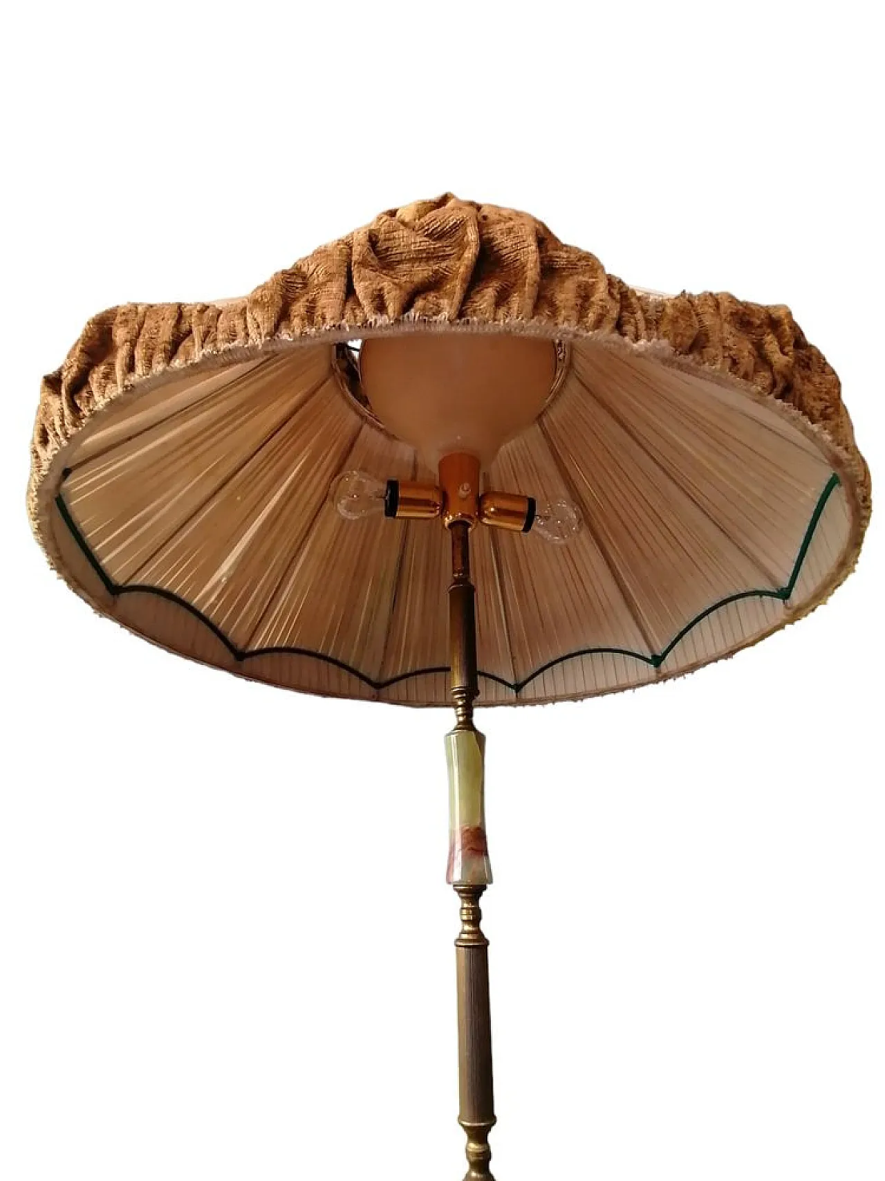 Floor lamp with fabric and velvet lampshade, 1950s 5