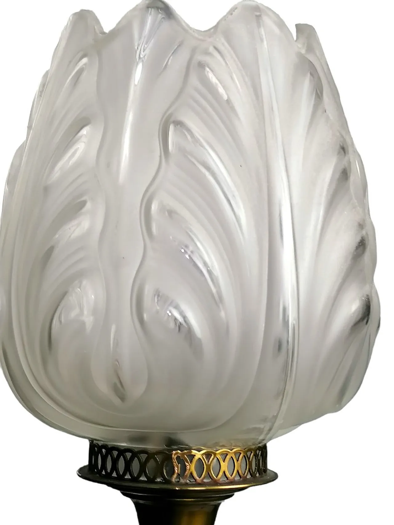 Lampada da parete a 2 braccia in ottone e punti luce a tulipano, '800 2