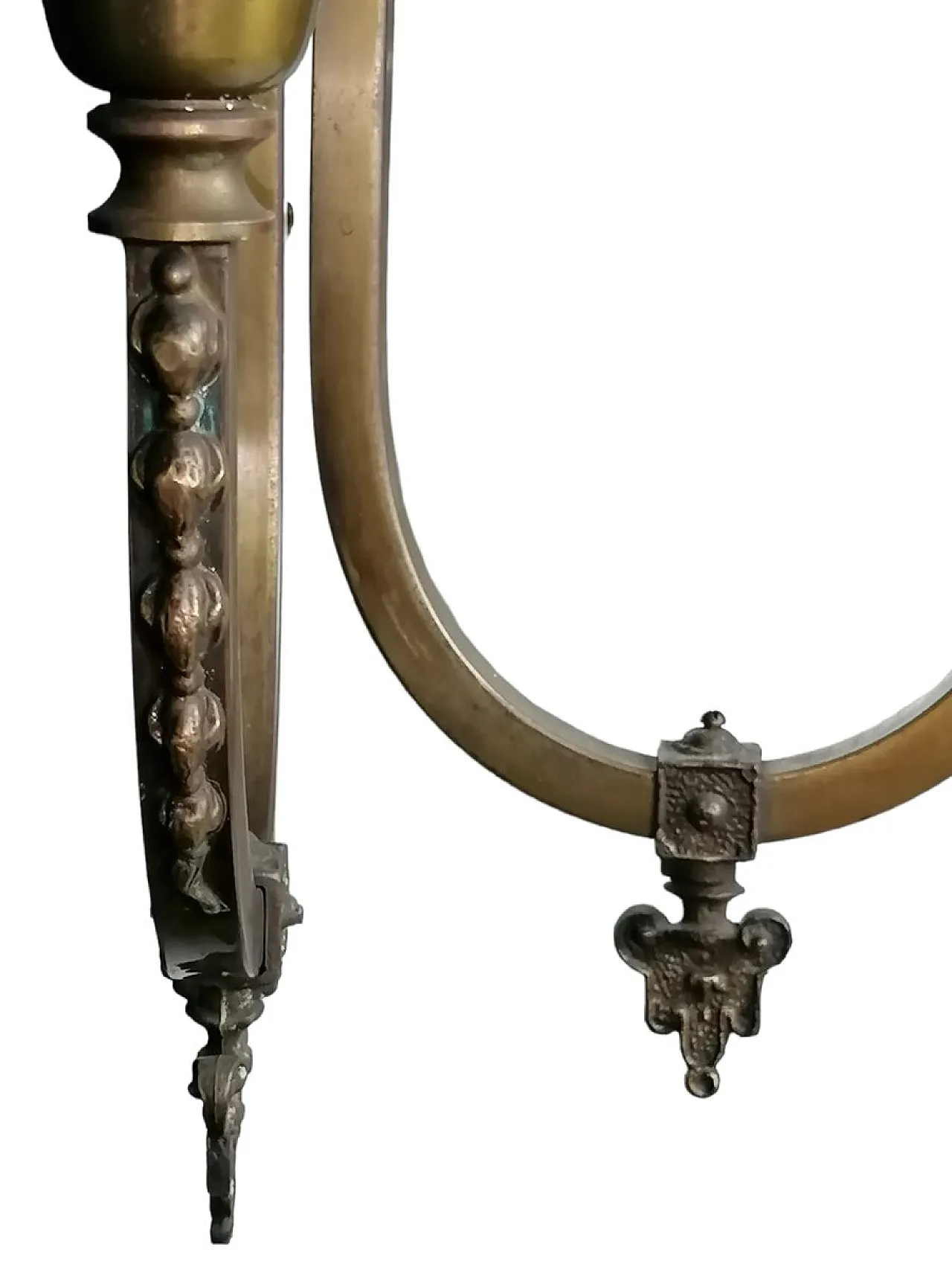 Lampada da parete a 2 braccia in ottone e punti luce a tulipano, '800 5