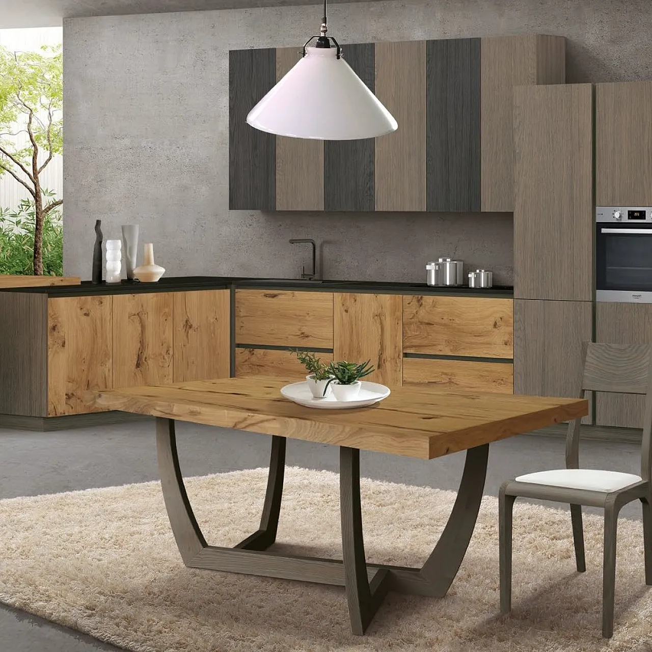 Lampada a sospensione in vetro bianco opalino e metallo smaltato, anni '70 1