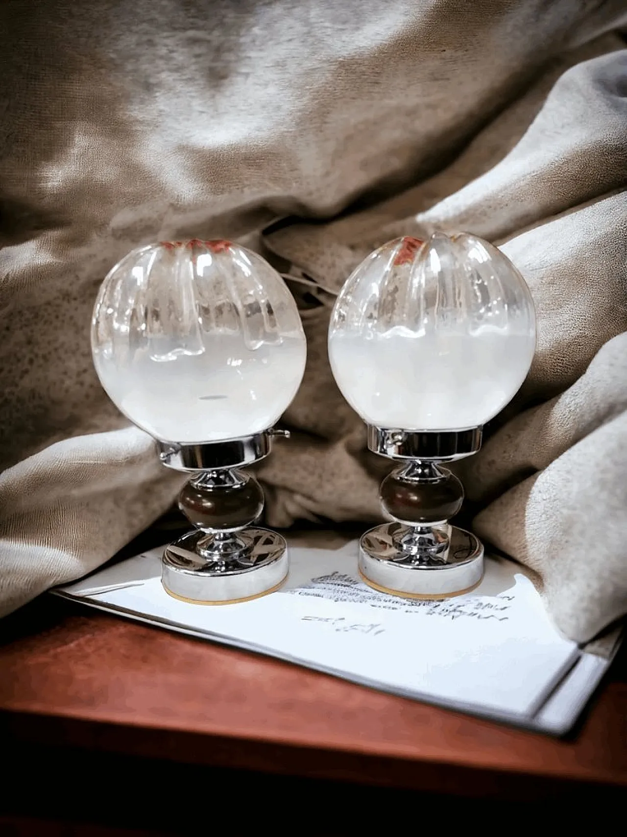 Coppia di lampade da tavolo in vetro di Murano, anni '70 1