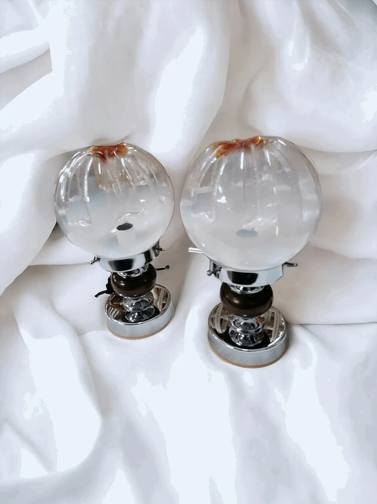 Coppia di lampade da tavolo in vetro di Murano, anni '70 5