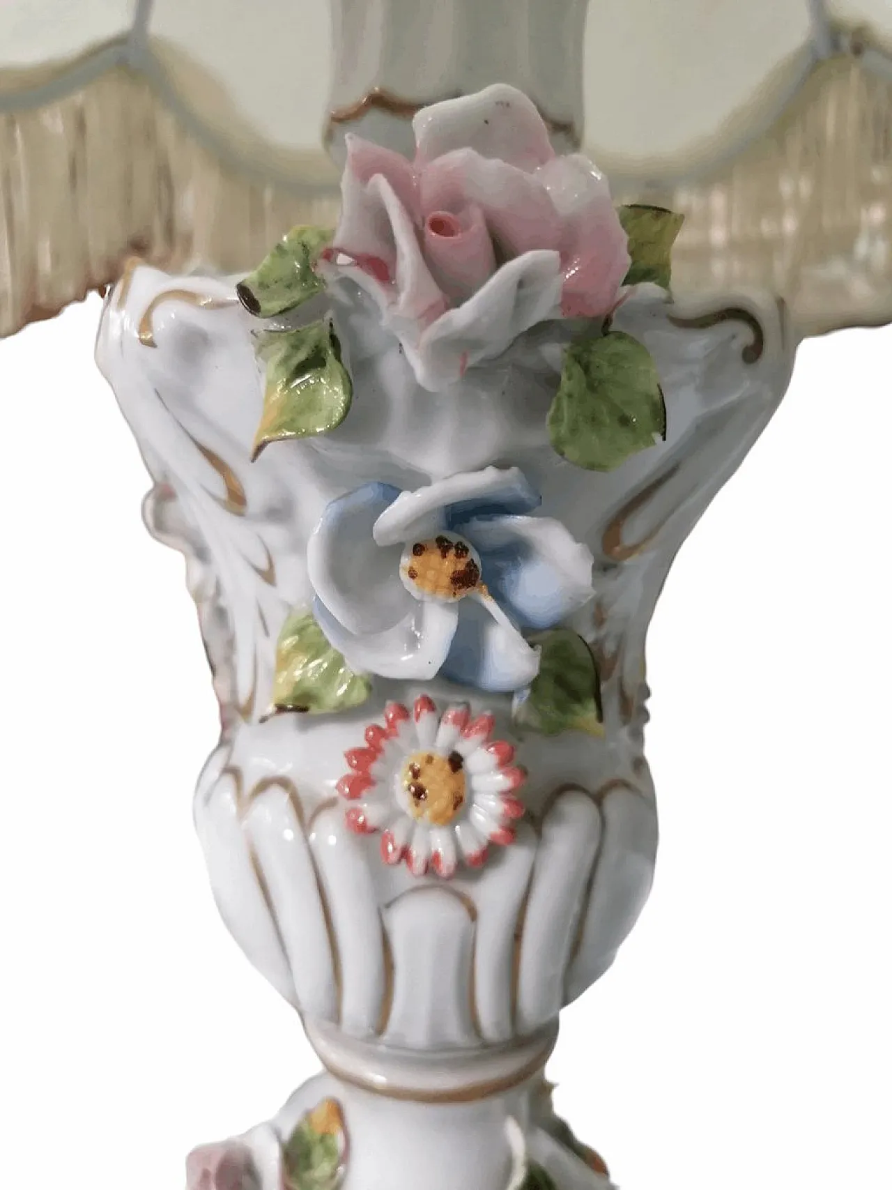 Coppia di lampade da comodino in ceramica di Capodimonte, fine '800 4