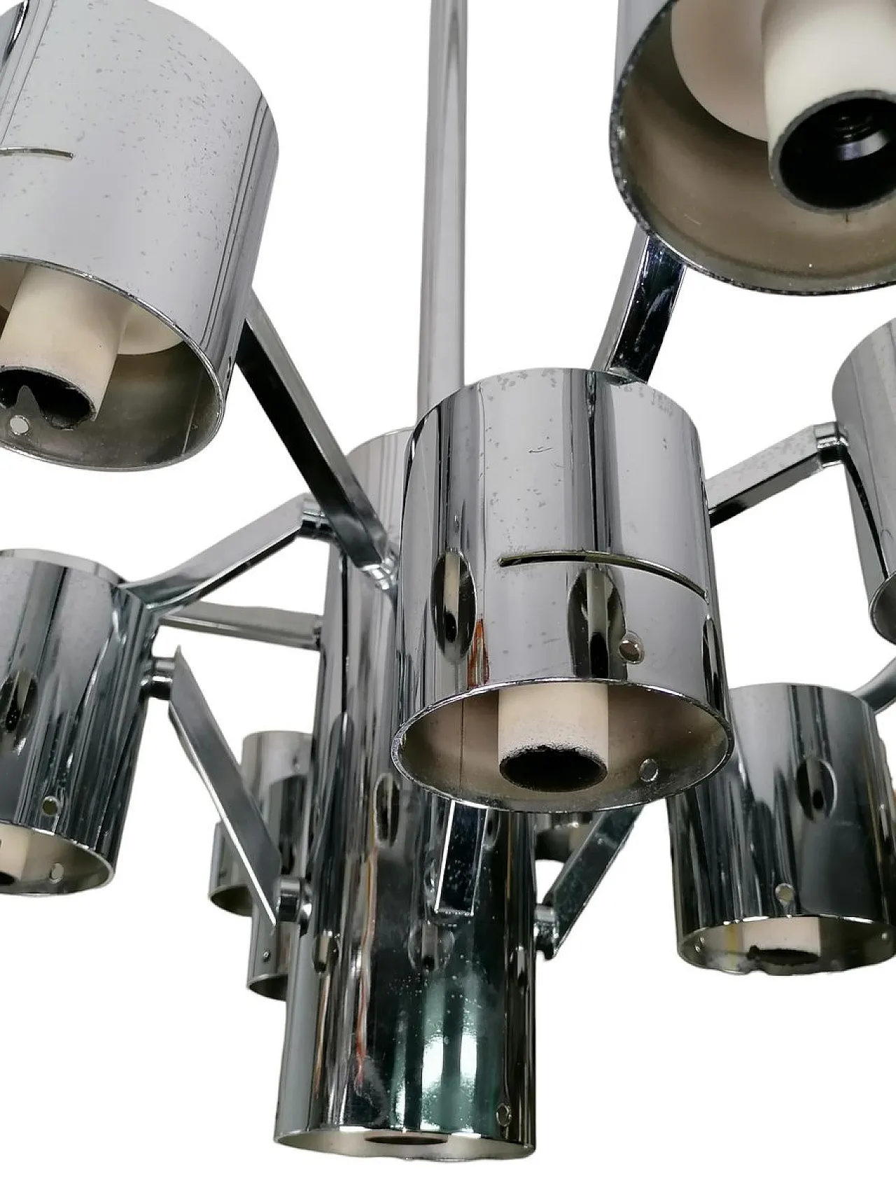 13-light steel chandelier attributed to Gaetano Sciolari, 1970s 2