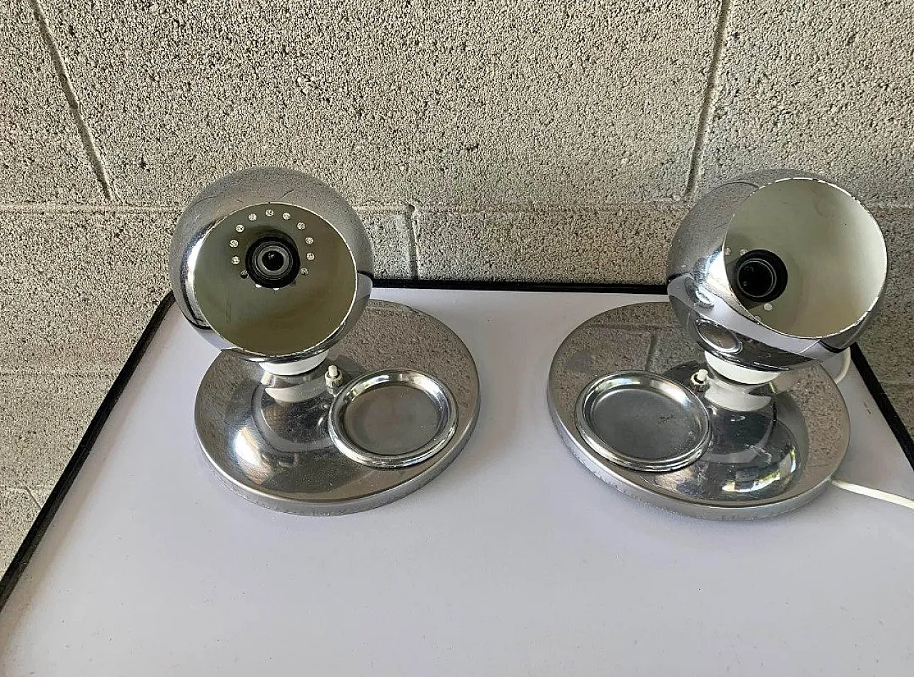 Pair of steel table lamps attributed to Goffredo Reggiani, 1970s 1