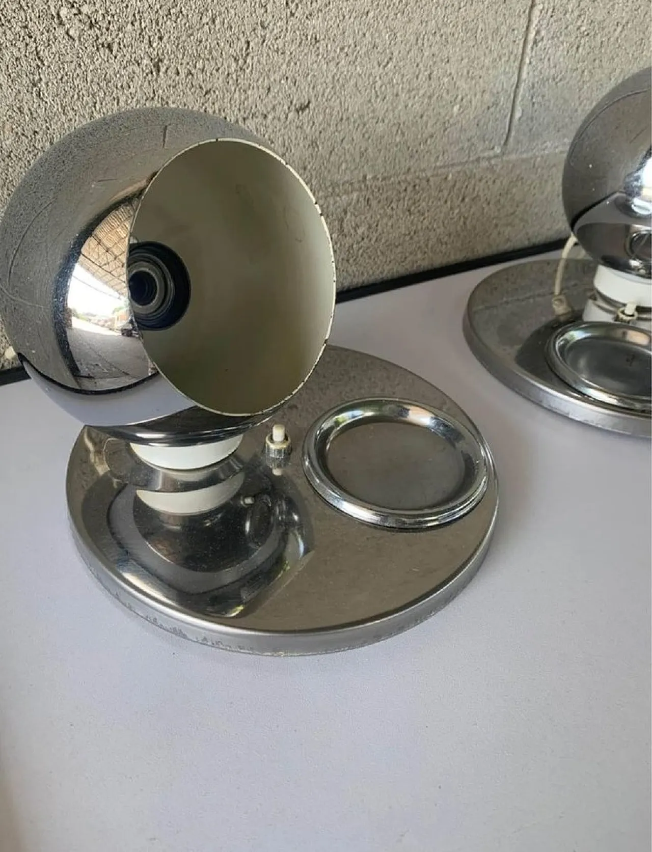 Pair of steel table lamps attributed to Goffredo Reggiani, 1970s 6