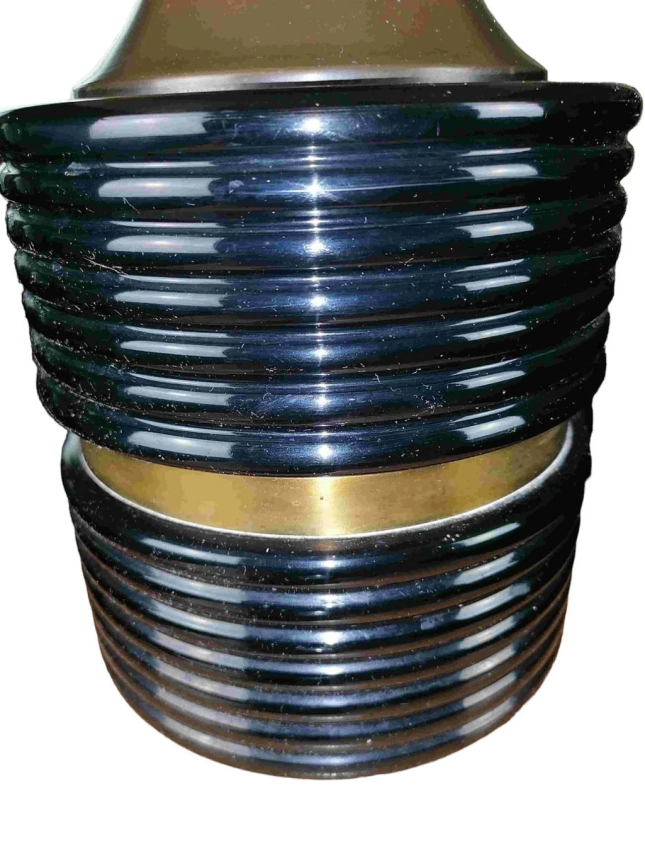 Lampada da tavolo in ottone e alluminio smaltato con paralume in carta laminata, anni '70 3