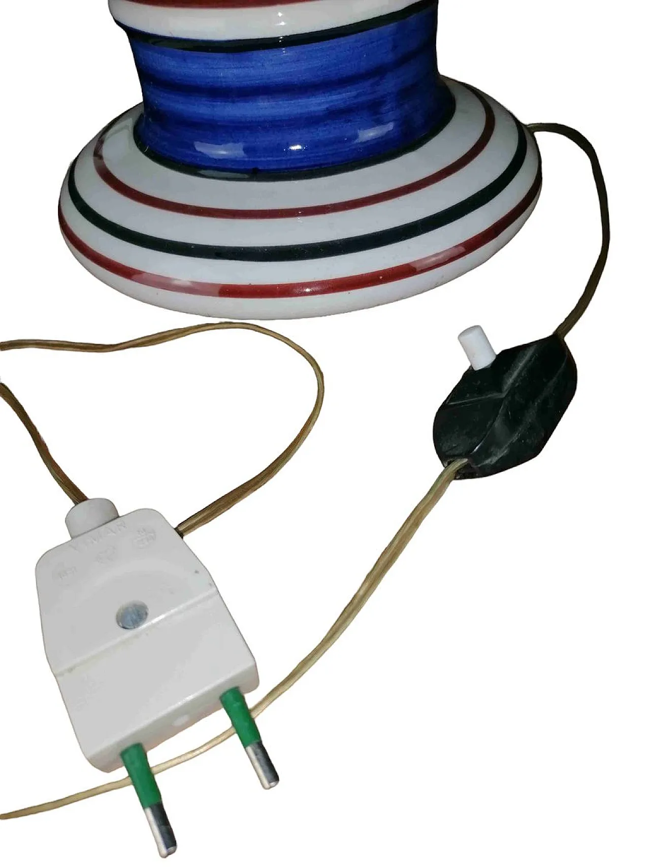 Lampada da tavolo in ceramica con paralume in carta laminata, anni '70 3