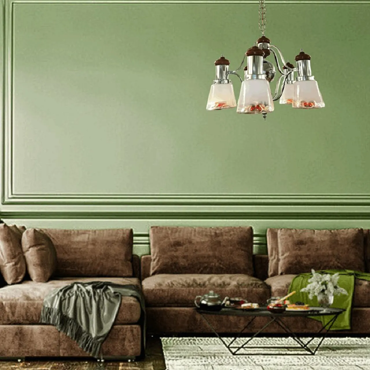 Lampadario in vetro di Murano Space Age a 5 luci di Mazzega, anni '70 1