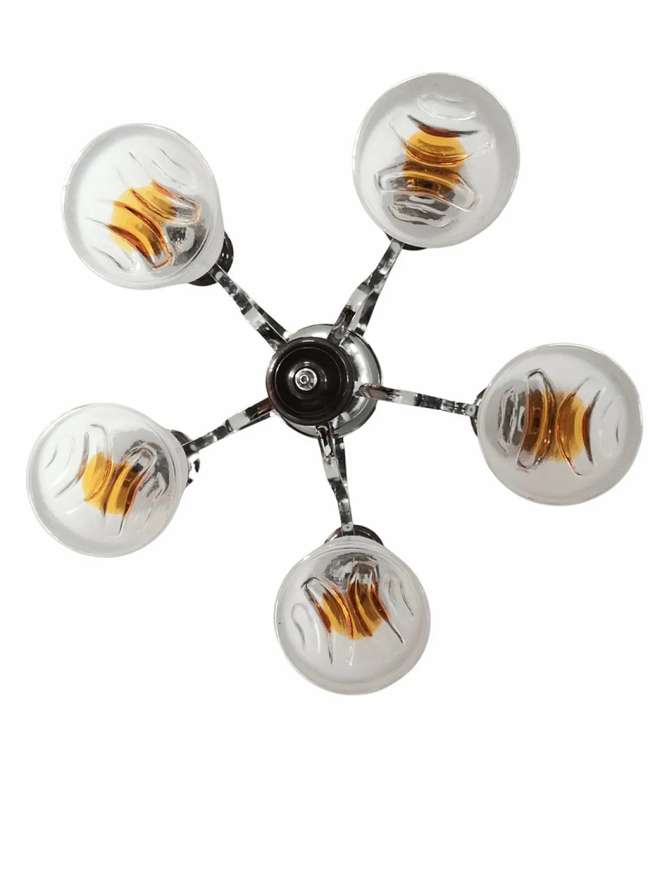 Lampadario in vetro di Murano Space Age a 5 luci di Mazzega, anni '70 3