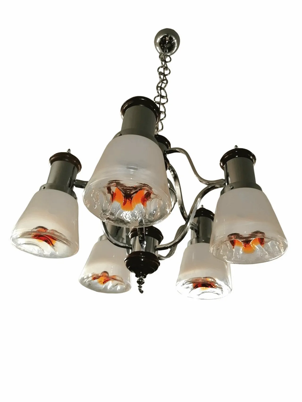 Lampadario in vetro di Murano Space Age a 5 luci di Mazzega, anni '70 4