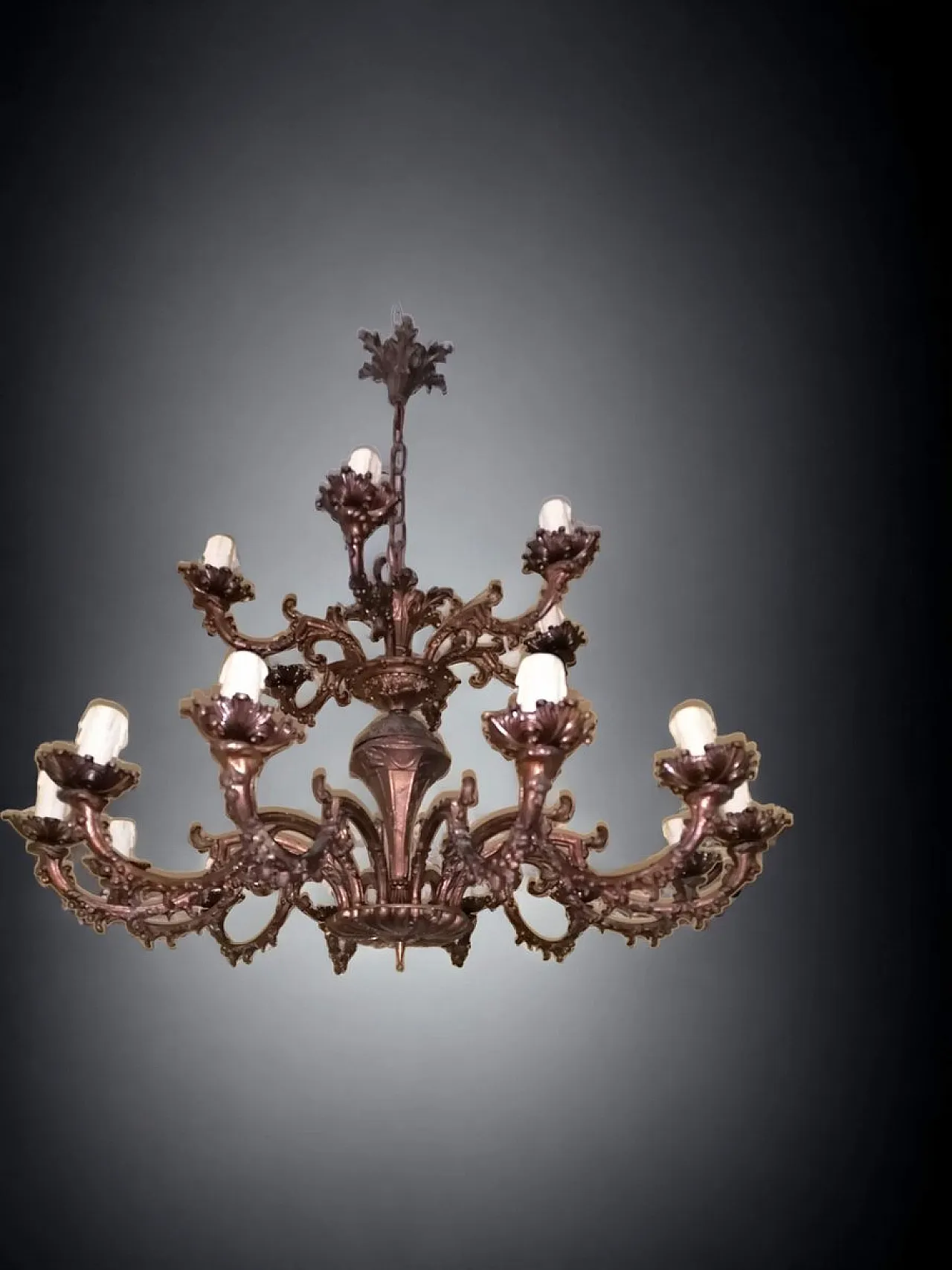 Lampadario in Bronzo a 18 Luci, anni '20 1