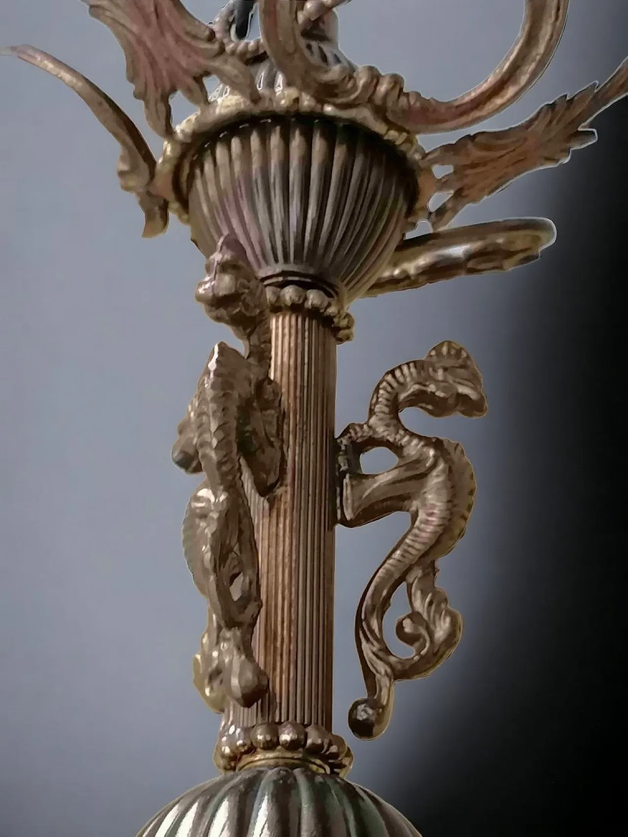 Lampadario cristallo e ottone a 10 luci di Bottega Veneziana, anni '50 4