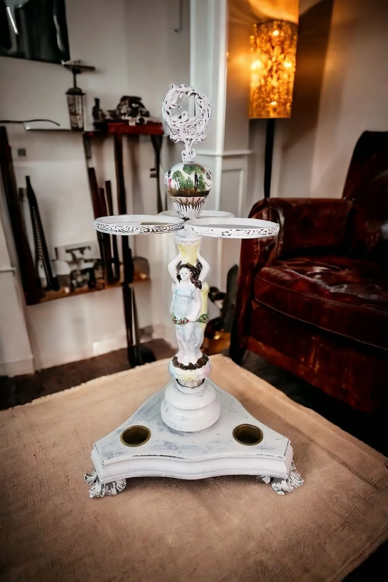 Portaombrelli in ceramica e legno di Capodimonte, anni '50 1