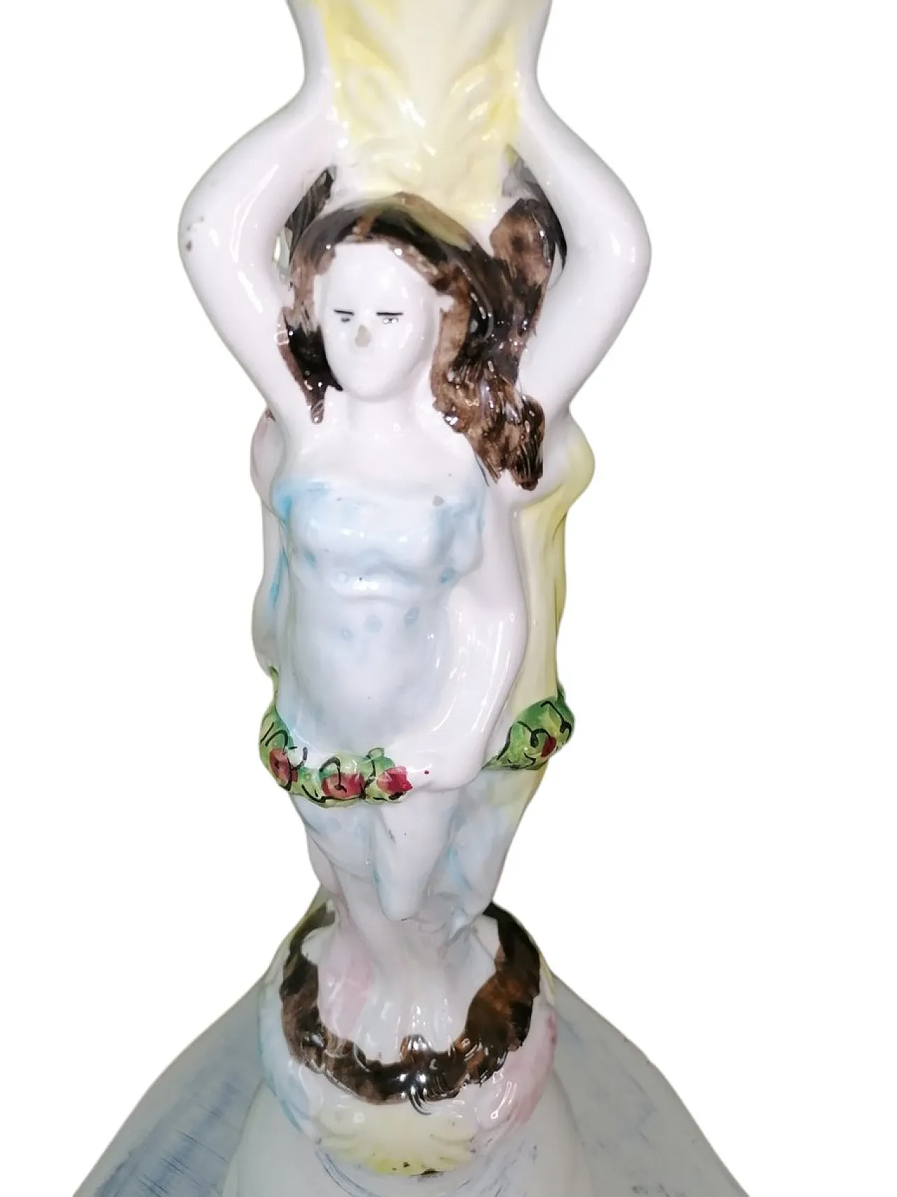 Portaombrelli in ceramica e legno di Capodimonte, anni '50 3