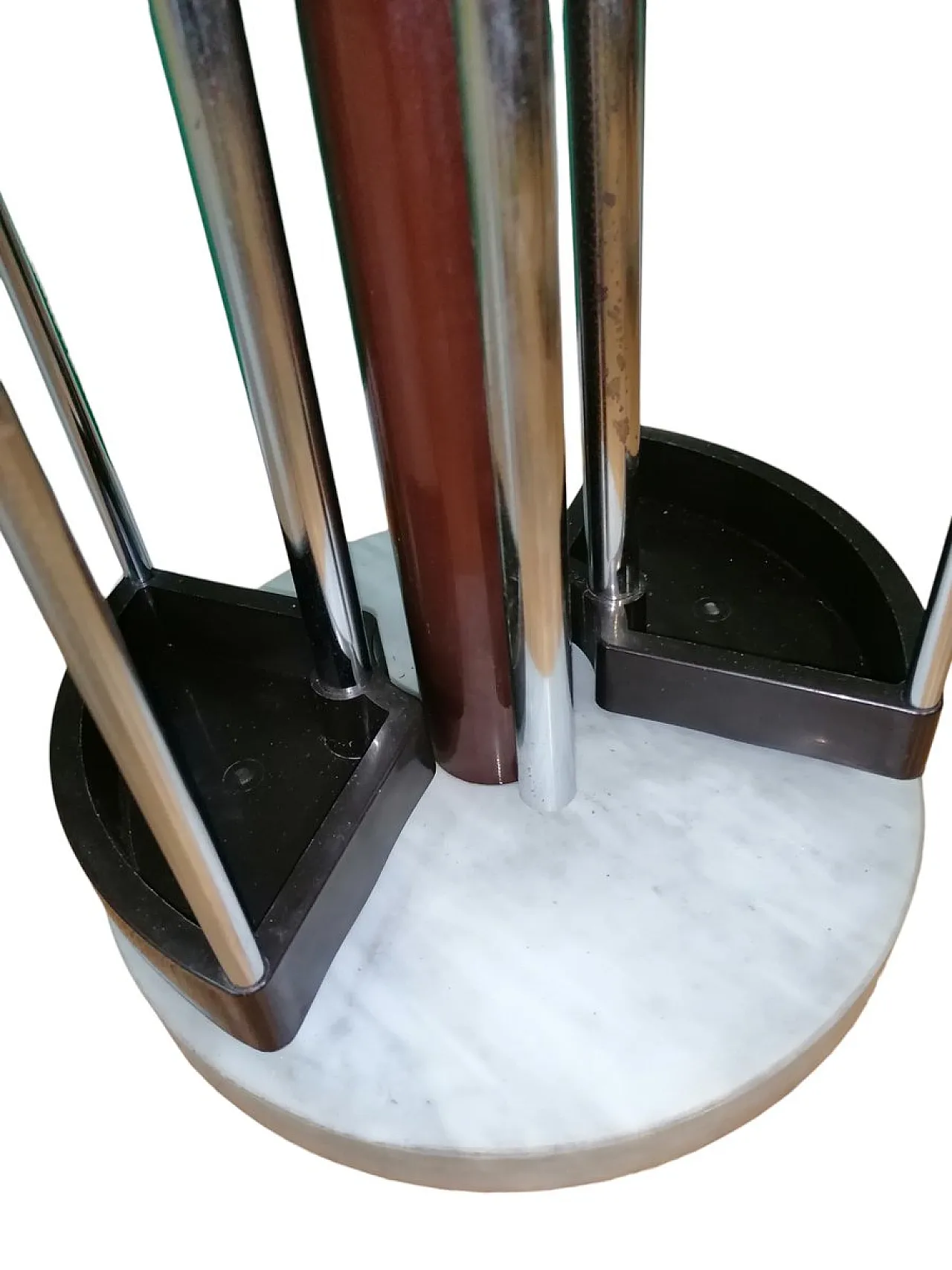 Appendiabiti Space Age con portaombrelli in acciaio e marmo, anni '70 3