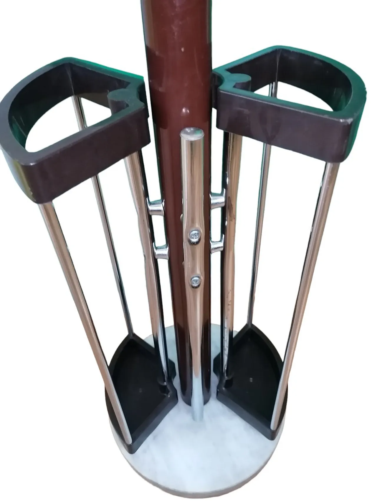 Appendiabiti Space Age con portaombrelli in acciaio e marmo, anni '70 4