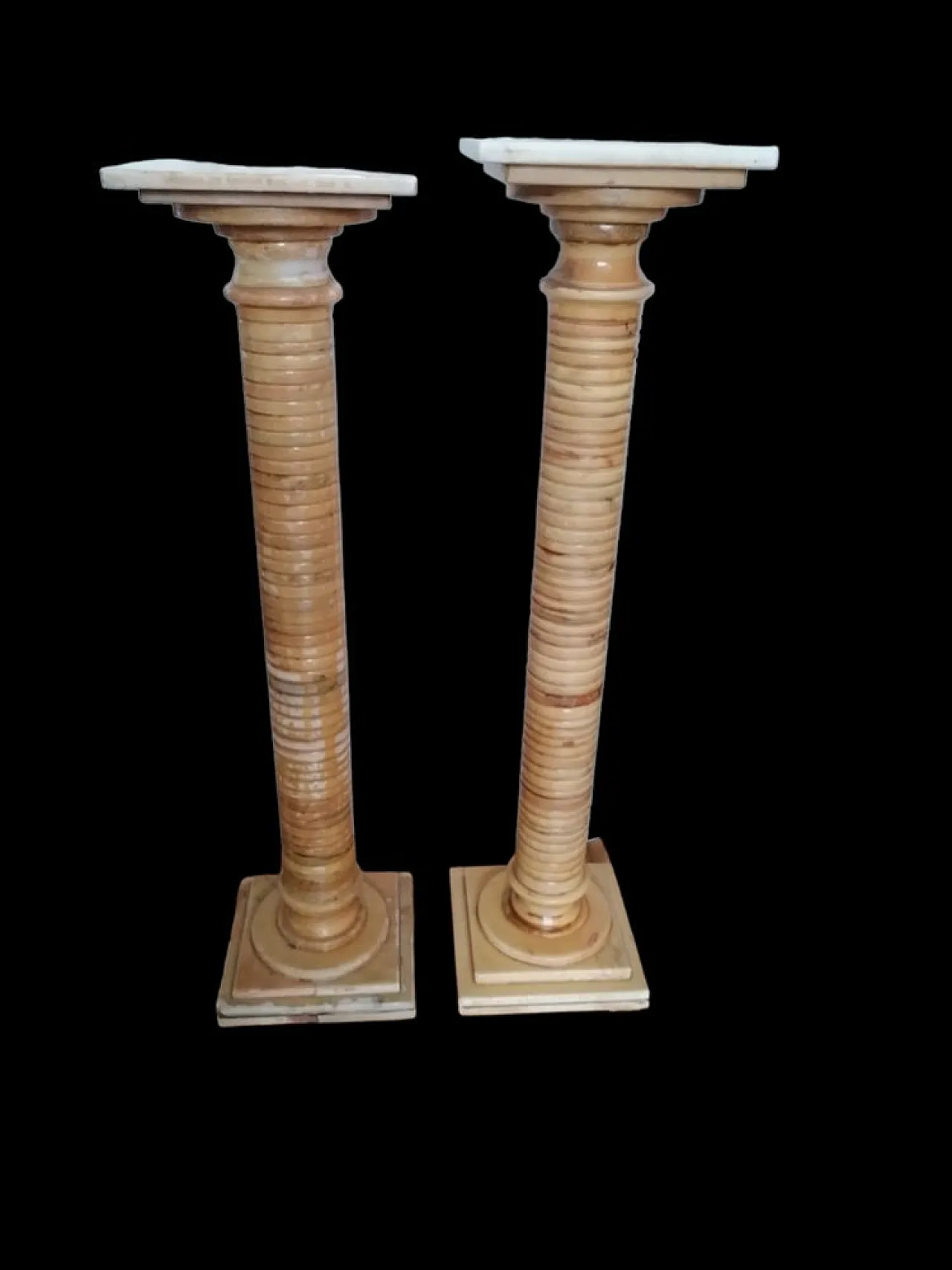 Pair of layered onyx columns, 1920s 1