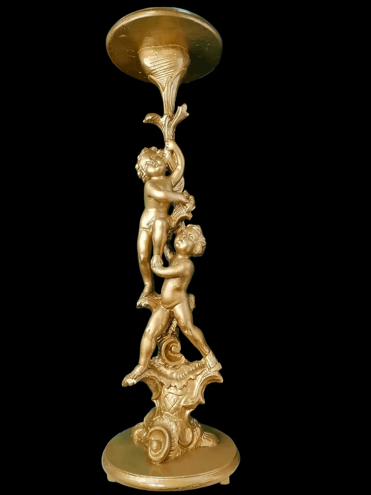 Carved Wooden Sculpture Column with Cherubs, 1920s 1
