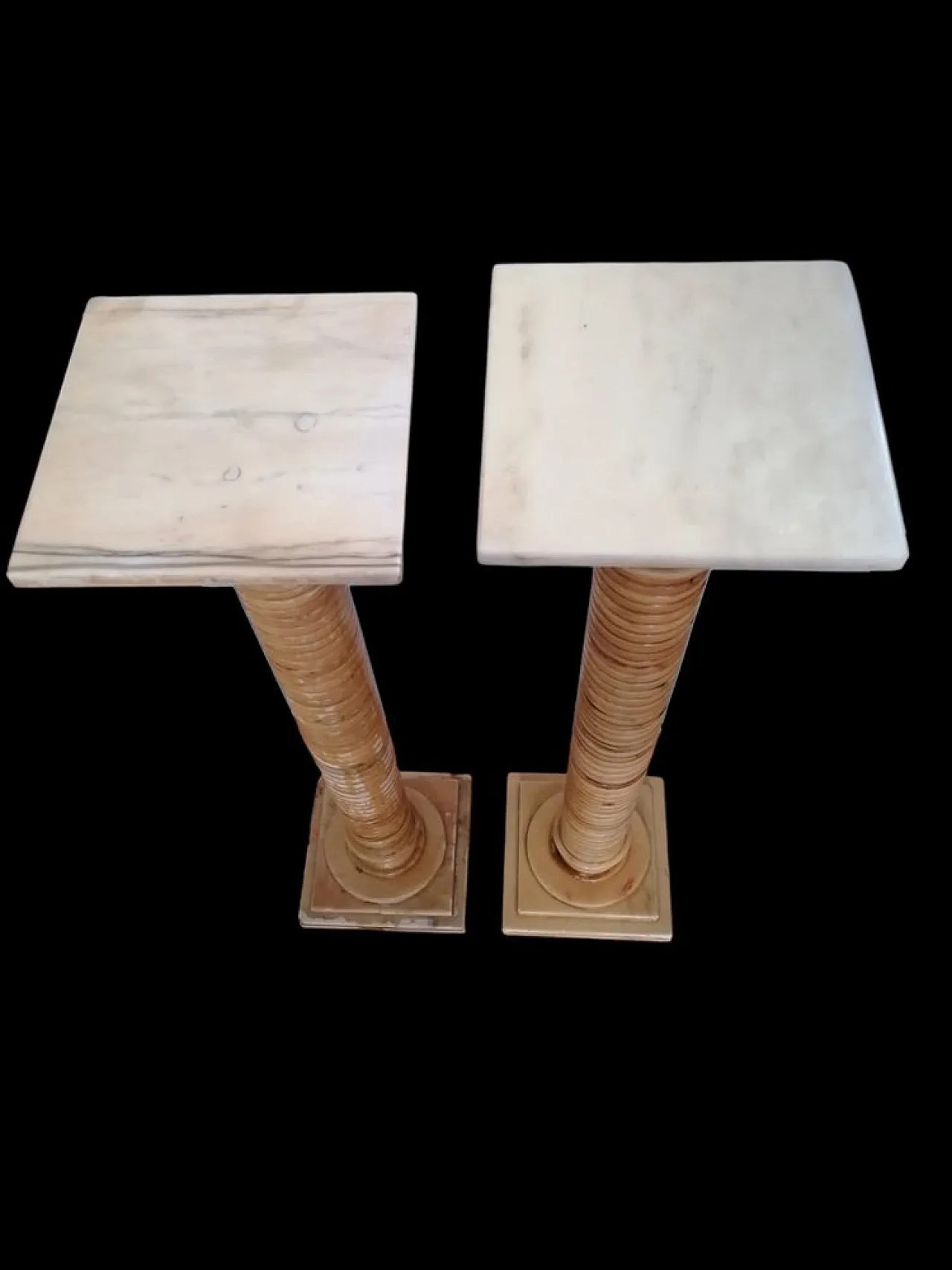 Pair of layered onyx columns, 1920s 2