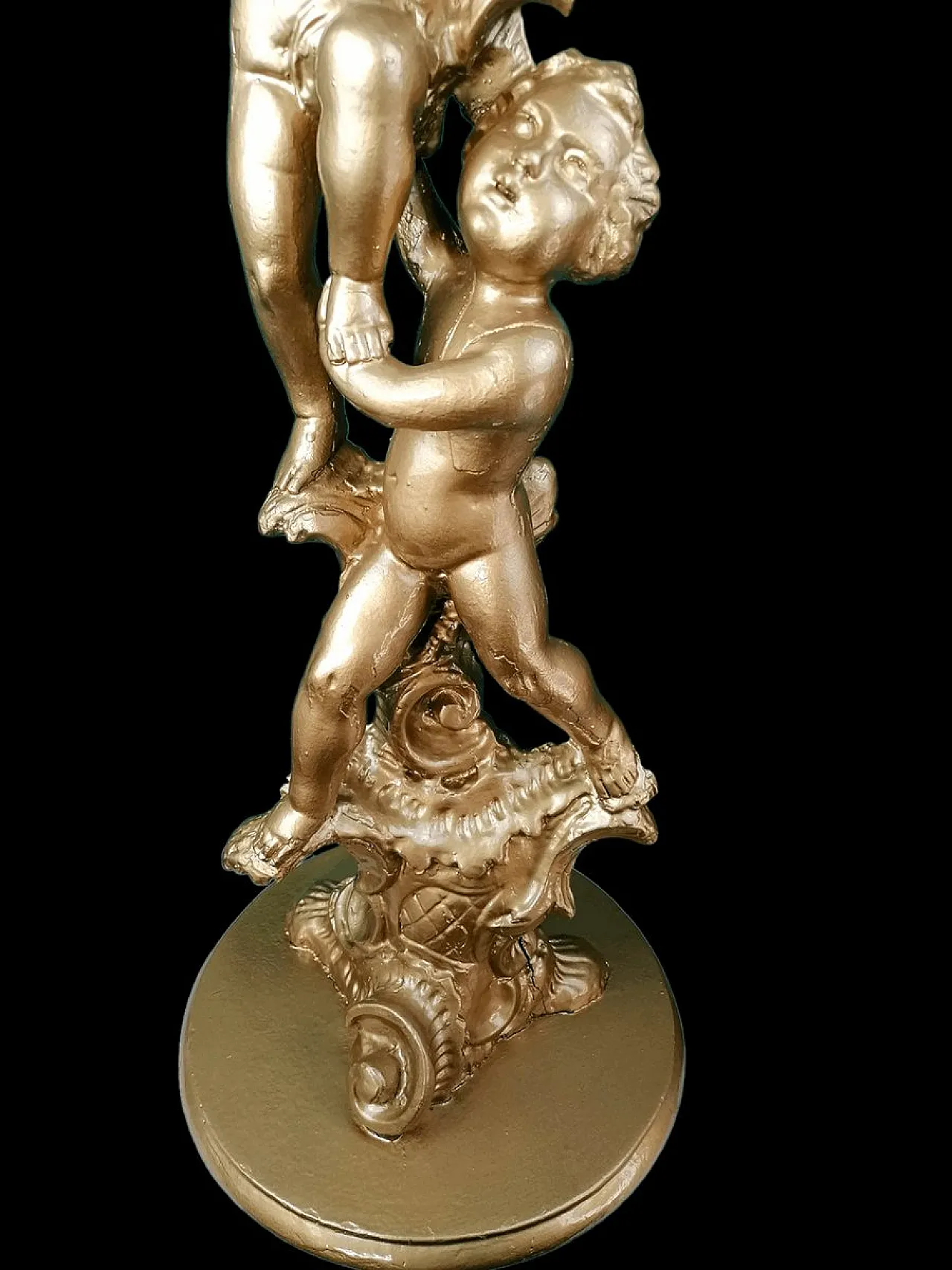 Carved Wooden Sculpture Column with Cherubs, 1920s 3