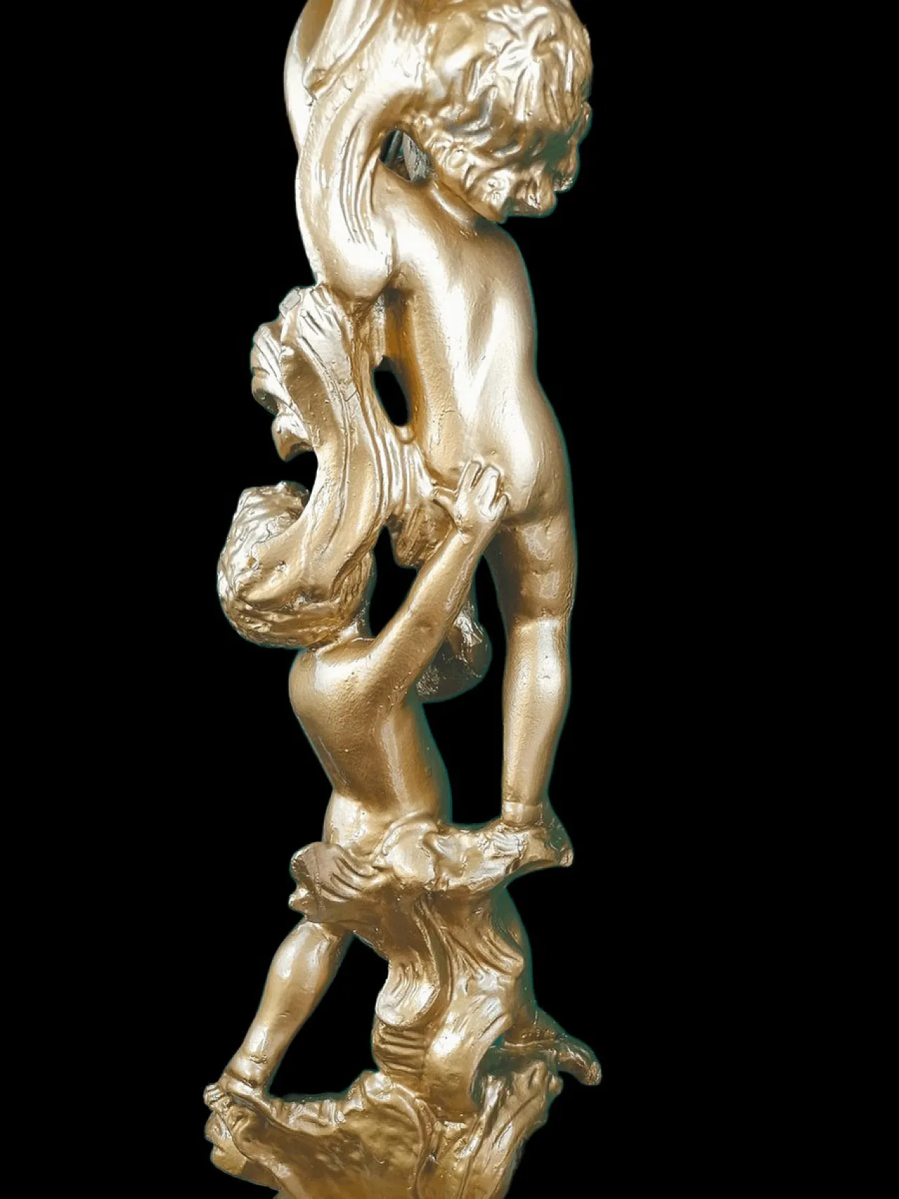 Carved Wooden Sculpture Column with Cherubs, 1920s 6