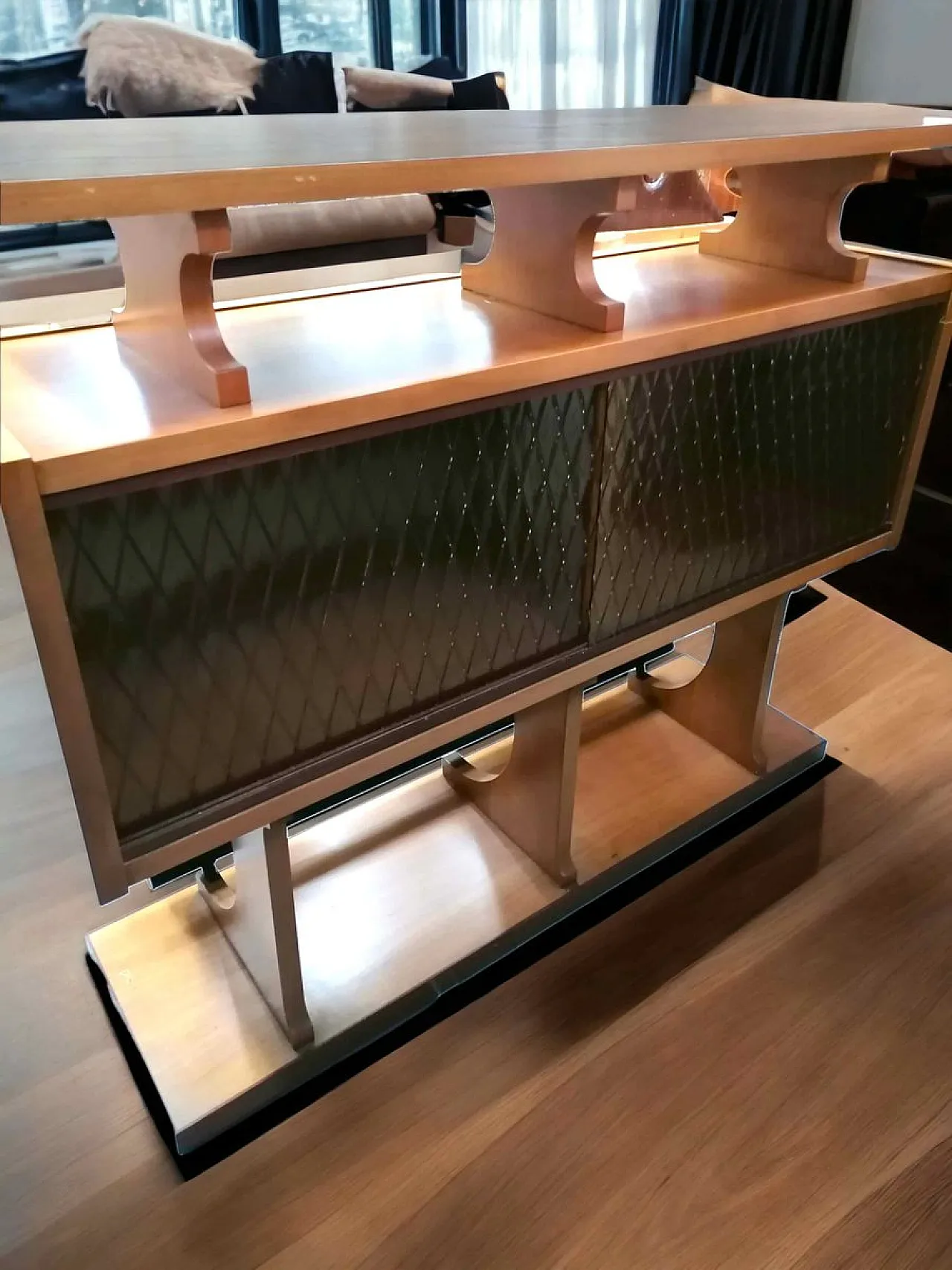 Mobile bar rustico con 2 sgabelli, anni '60 5