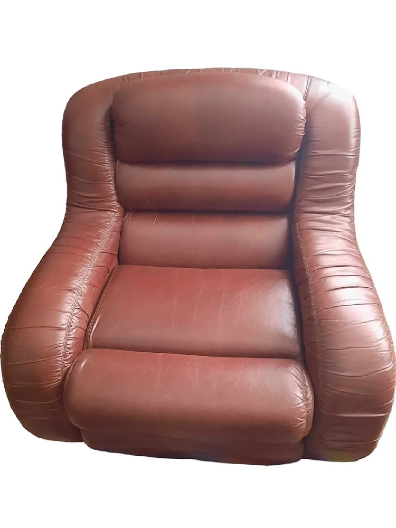 3 Divano e poltrone anatomici in pelle, stile Joe Di Maggio, anni '70 1