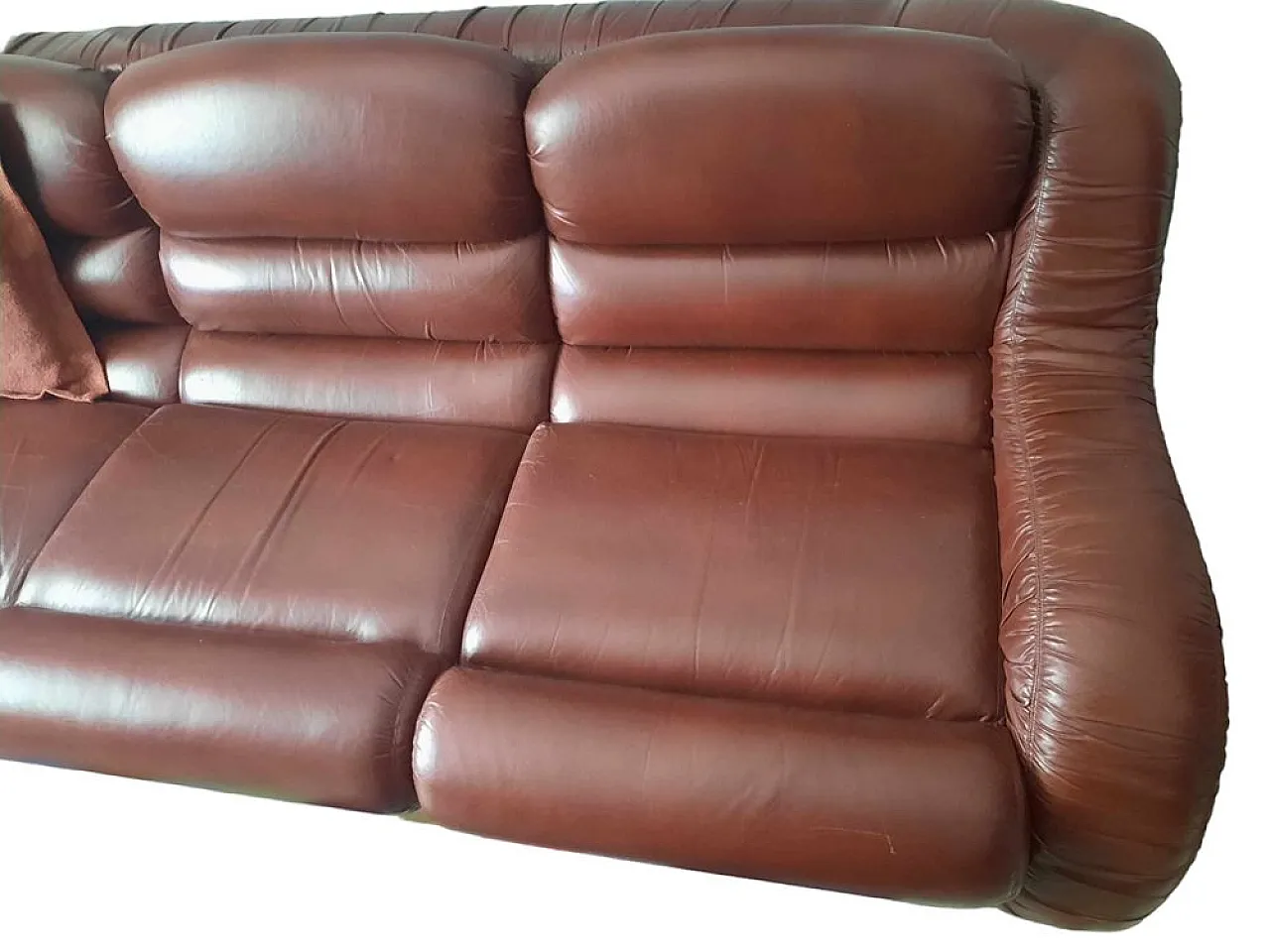 3 Divano e poltrone anatomici in pelle, stile Joe Di Maggio, anni '70 2