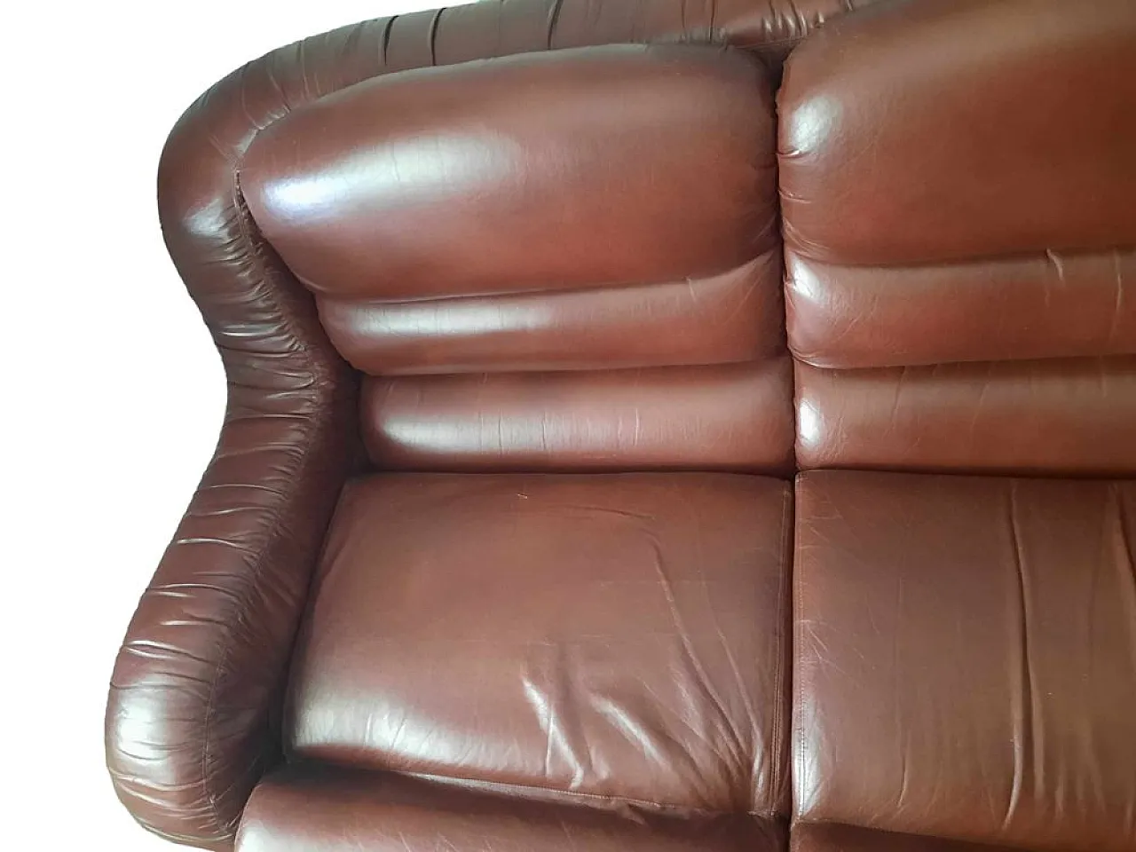 3 Divano e poltrone anatomici in pelle, stile Joe Di Maggio, anni '70 3