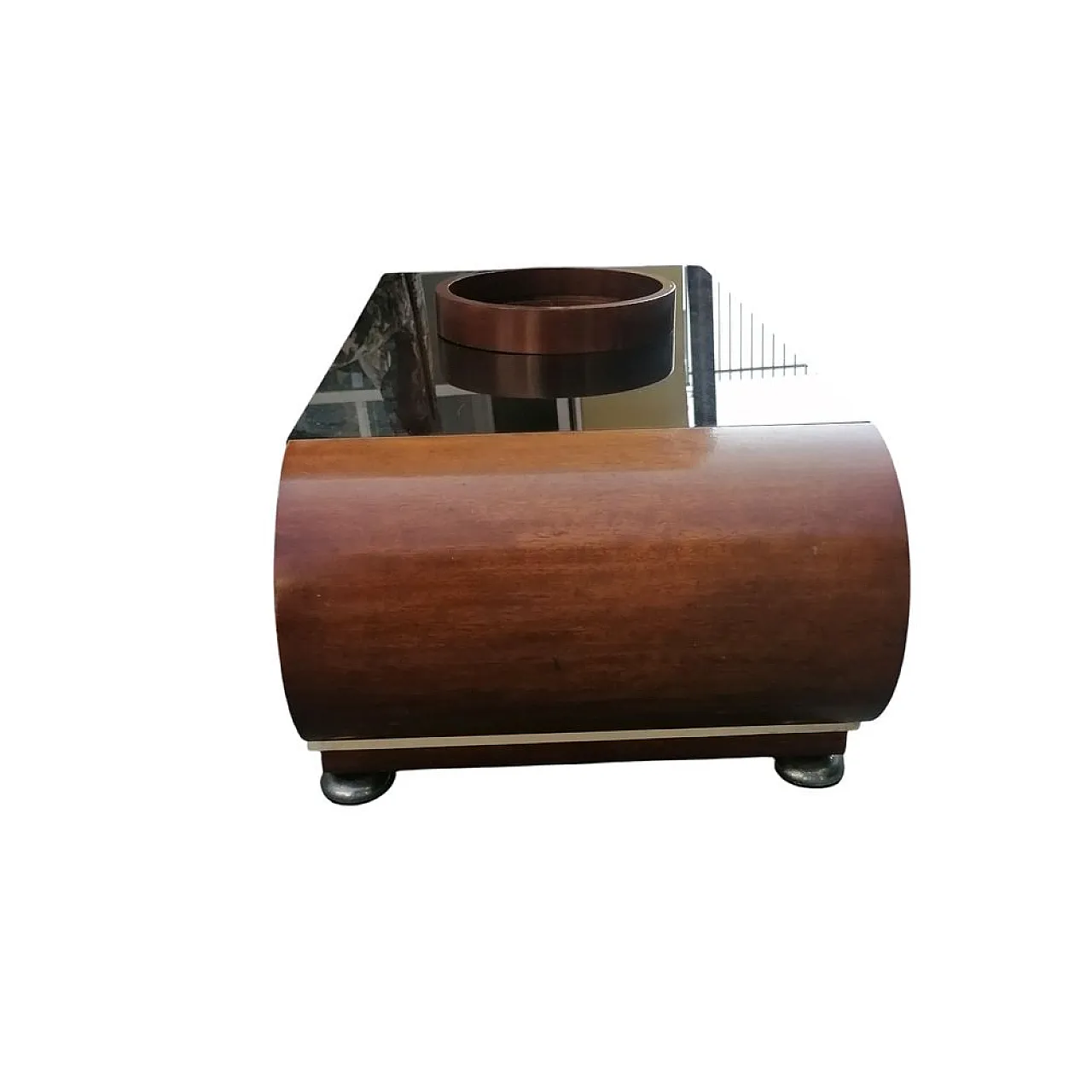 Tavolino da liquore rotondo centrale curvo in stile Joe Colombo, anni '70 7