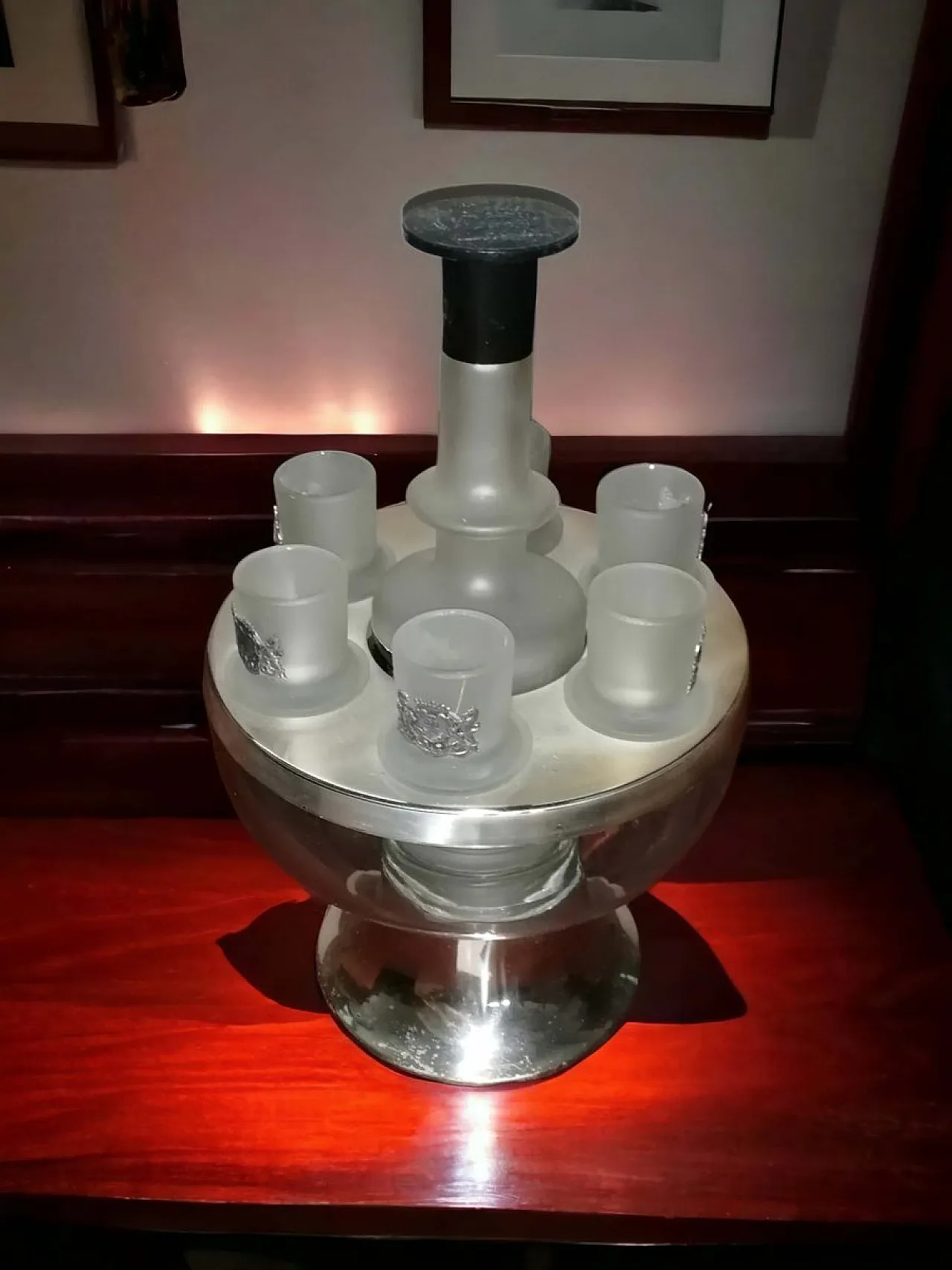 Secchielli ghiaccio con bottiglia grappa Libarna e bicchieri, anni '70 2