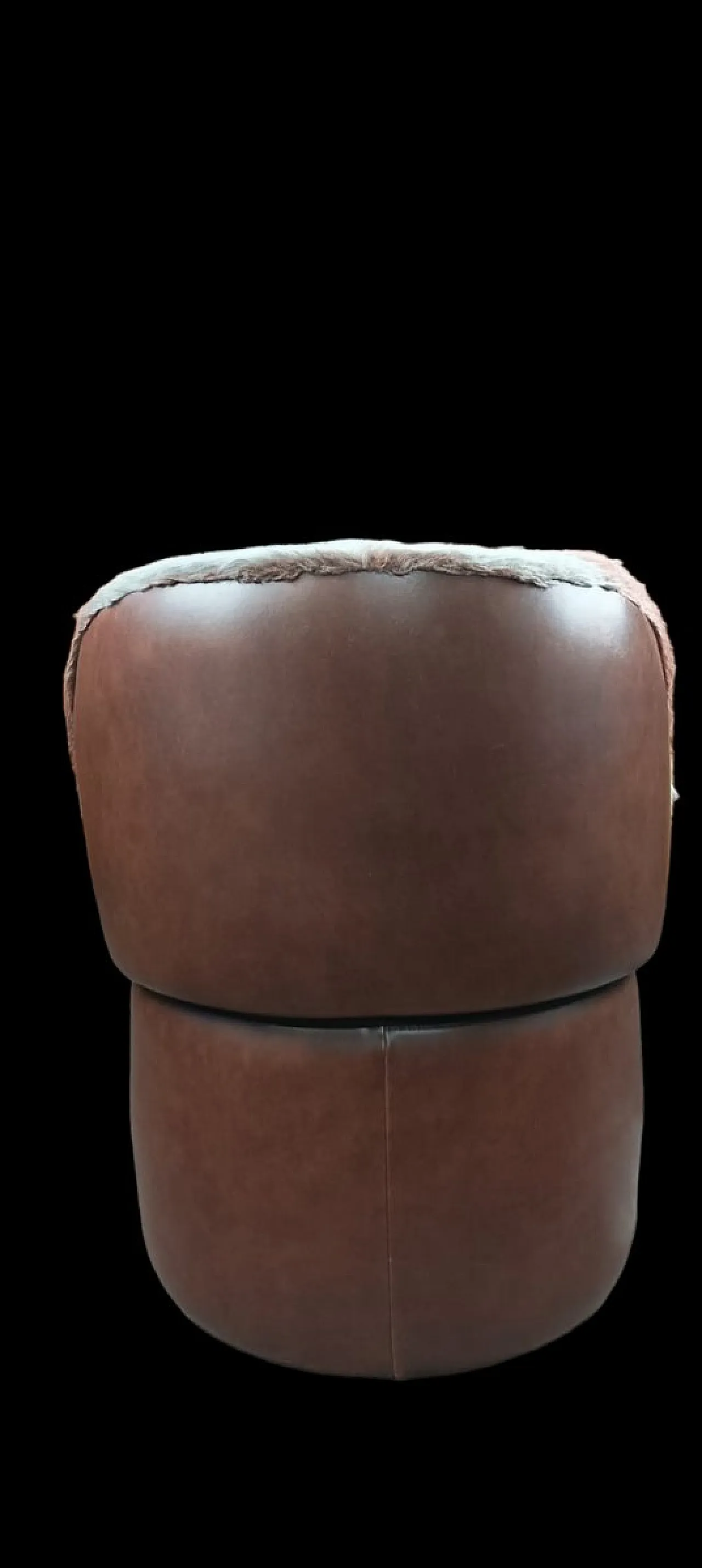 Set di Pouf in Pelle e Morbida Pelliccia Sintetica con Contenitore, Anni '70 5