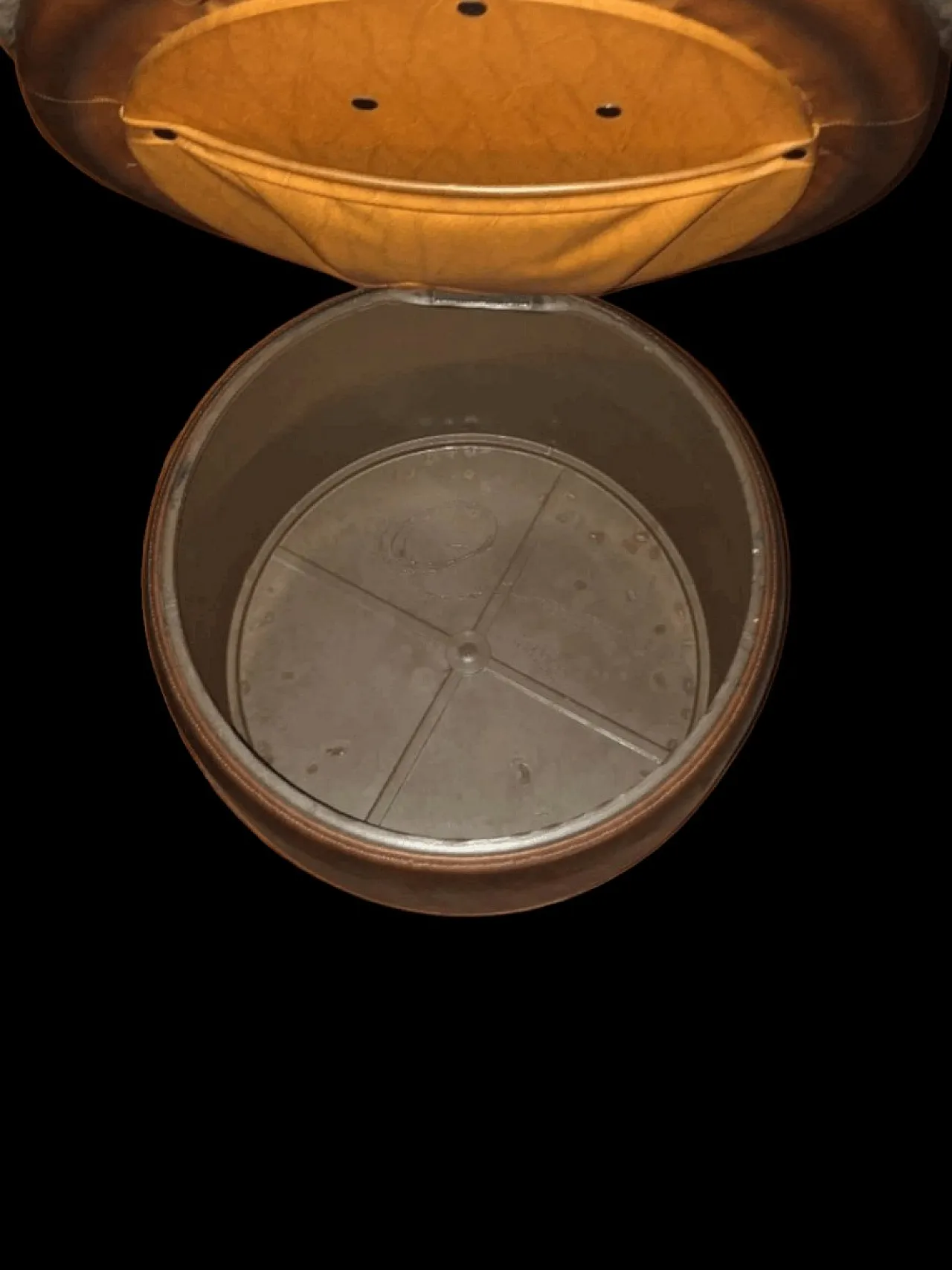 Set di Pouf in Pelle e Morbida Pelliccia Sintetica con Contenitore, Anni '70 7