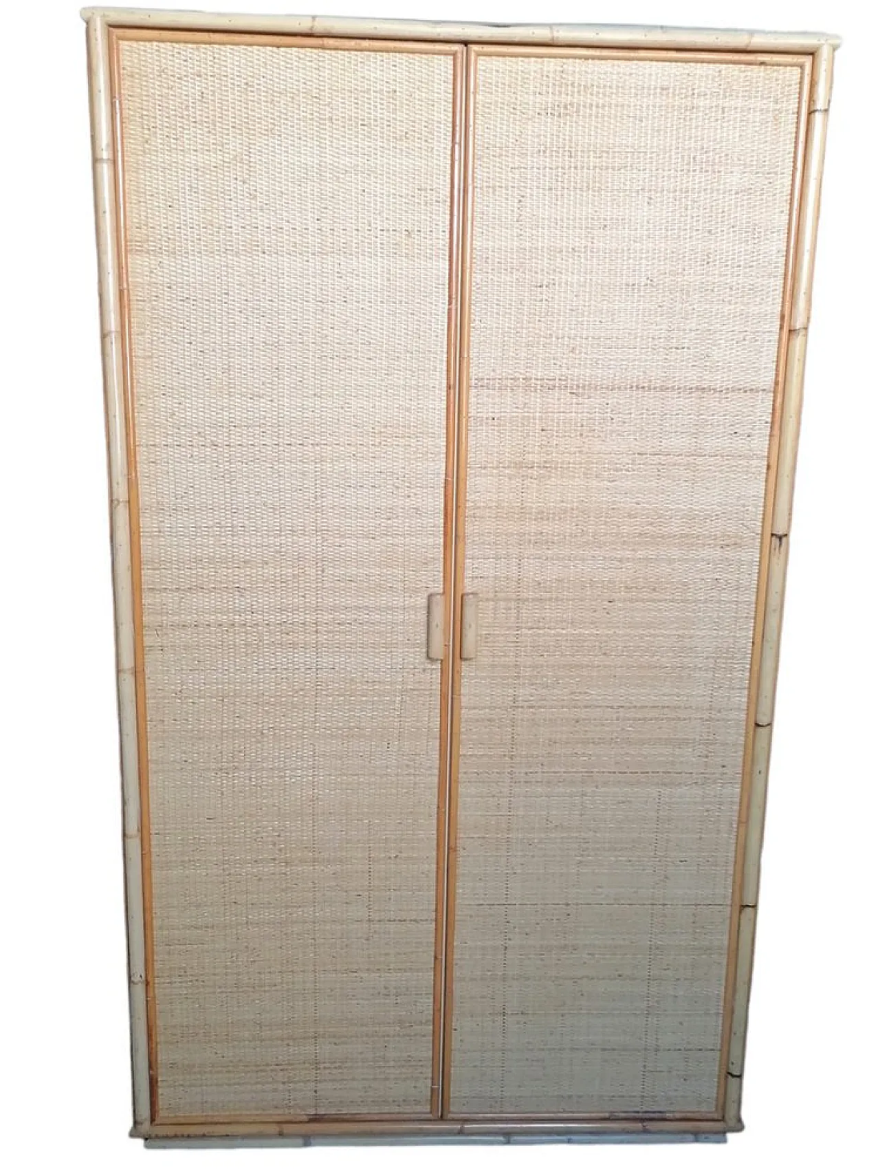 Armadio in bambù e paglia di Vienna, anni '70 1