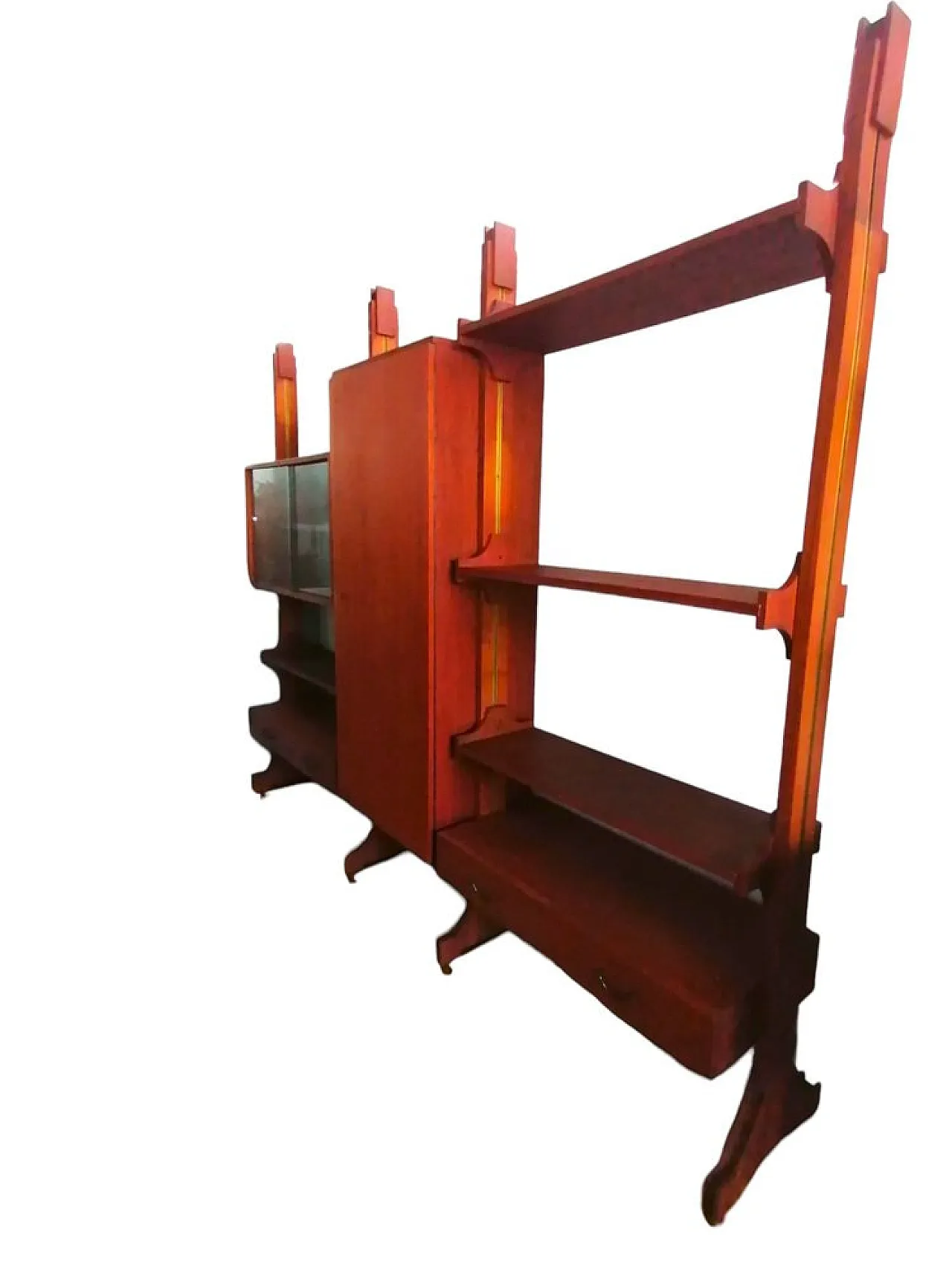 Libreria modulare con vetrina, anni '60 1