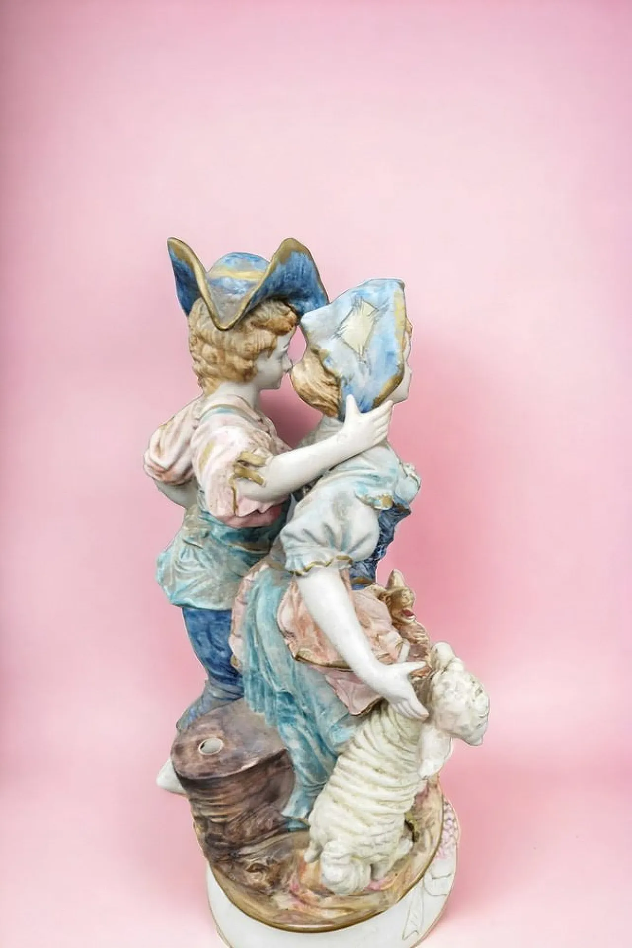 Statuetta di Capodimonte Gruppo di ragazzi con agnello e cane, 1890 3