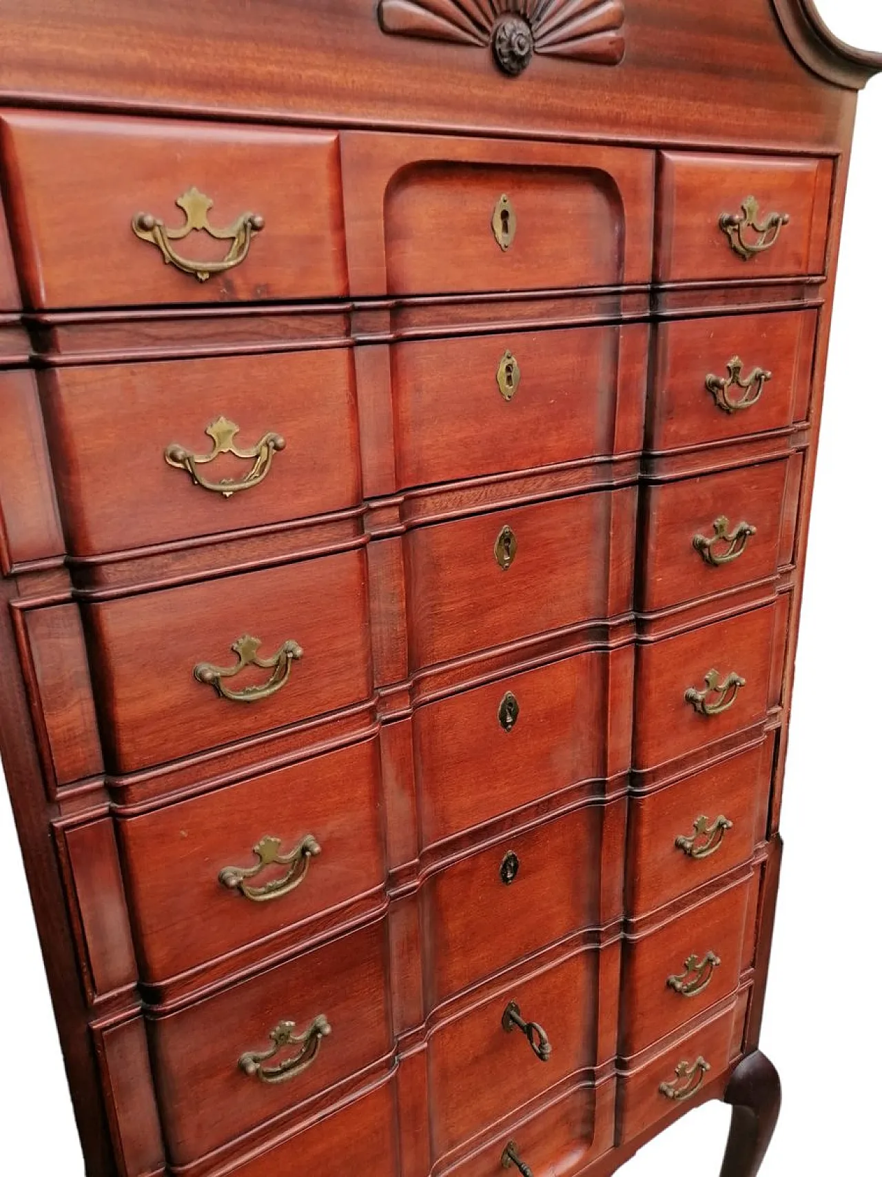 Cassettone alto a 7 cassetti Queen Anne Chippendale, XVIII secolo 10