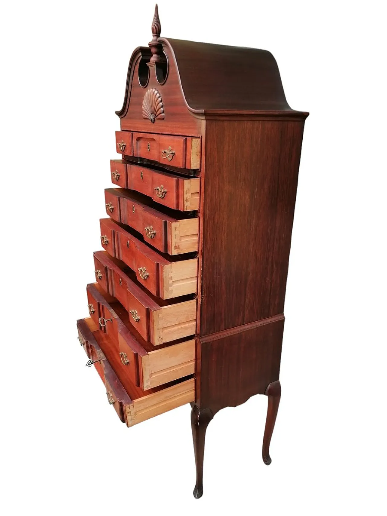 Cassettone alto a 7 cassetti Queen Anne Chippendale, XVIII secolo 13