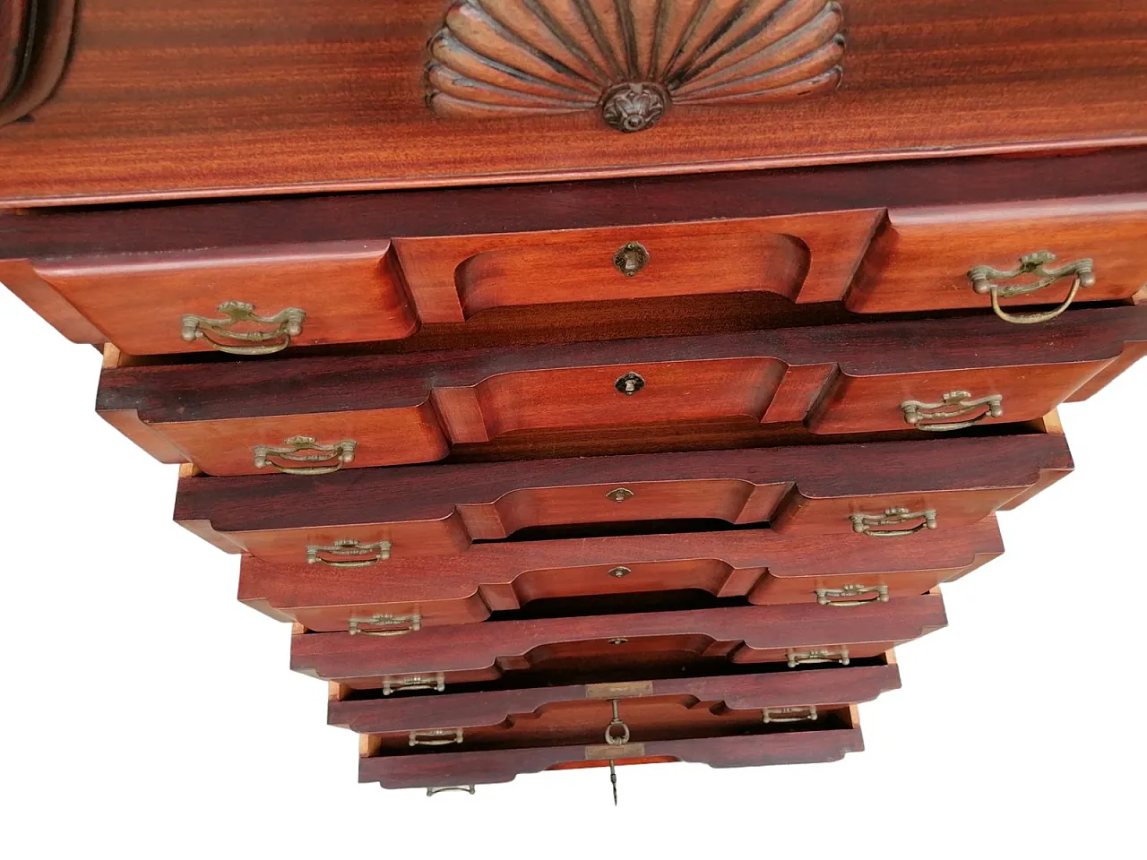 Cassettone alto a 7 cassetti Queen Anne Chippendale, XVIII secolo 14