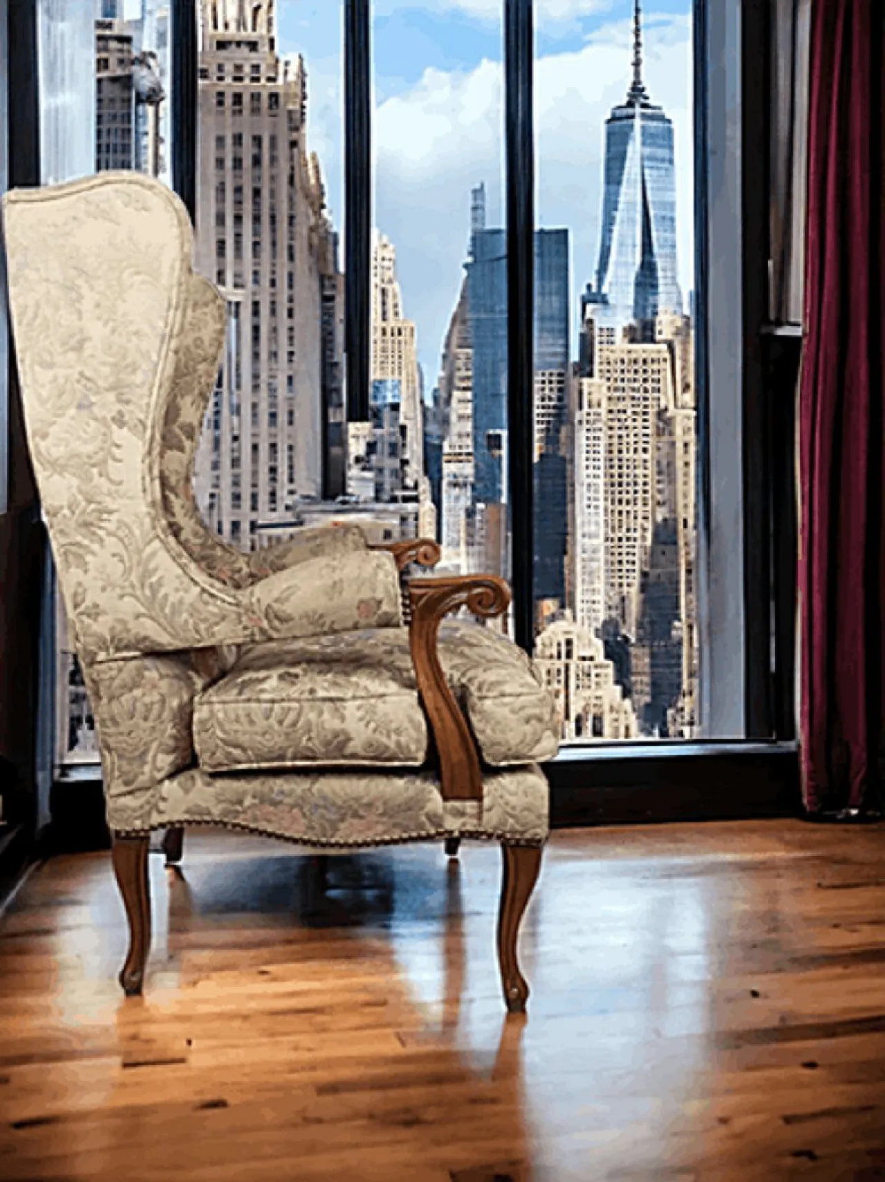 Coppia di poltrone bergere in tessuto floreale, metà '900 2